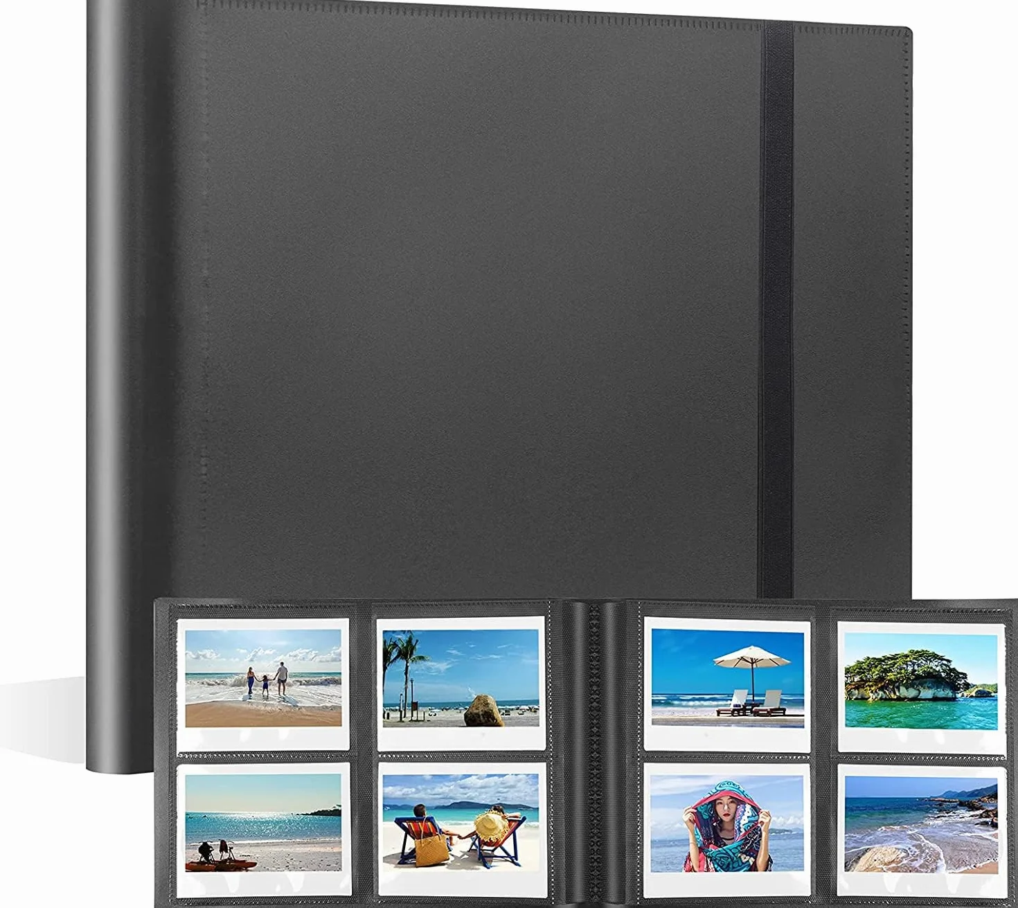 Álbum de fotos de 160 hojas para Fujifilm Instax Wide 400/300. Apta para cámaras instantáneas Polaroid Now/Now +/OneStep/OneStep 2, impresora POP/Lab y película i-Type/600/SX-70 (Negro)