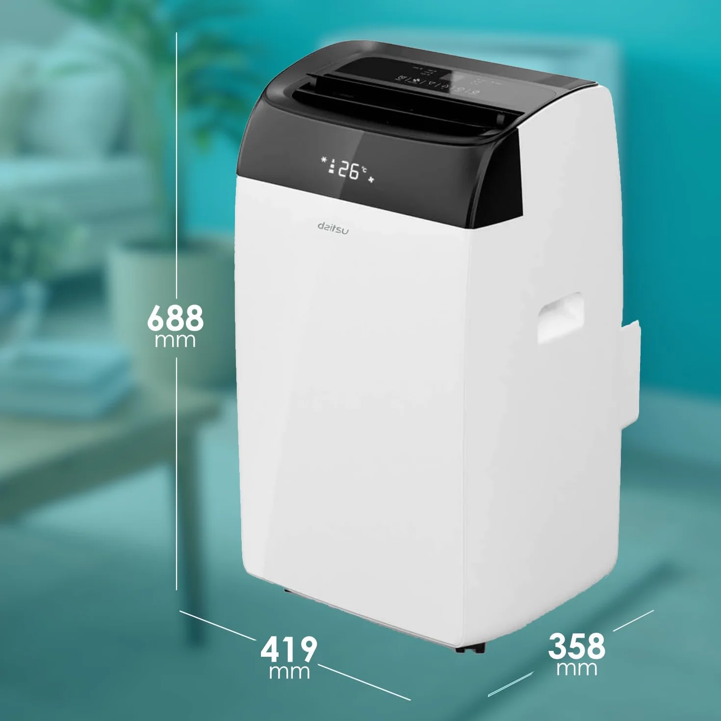 Daitsu - Aire Acondicionado Portátil Frío,Calor, Deshumidificador y Ventilador | 4 en 1 | Alisios Premium APD12FCX | Compacto y Silencioso | Mando a Distancia | Para Hogar u Oficina hasta 30 m²