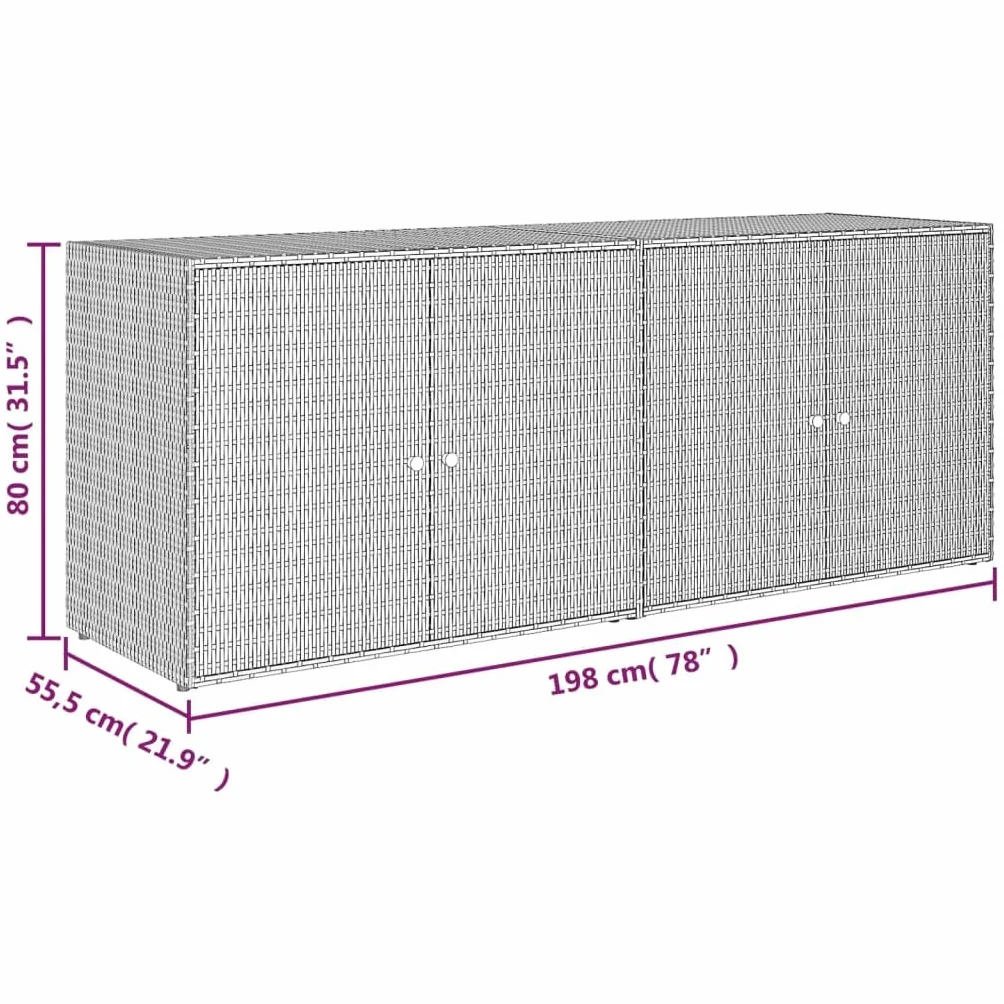 vidaXL Armario de Almacenaje Aparador de Herramientas Mueble para Comedor Caja de Salón Sala de Estar Jardín Ratán PE Gris 198x55,5x80 cm