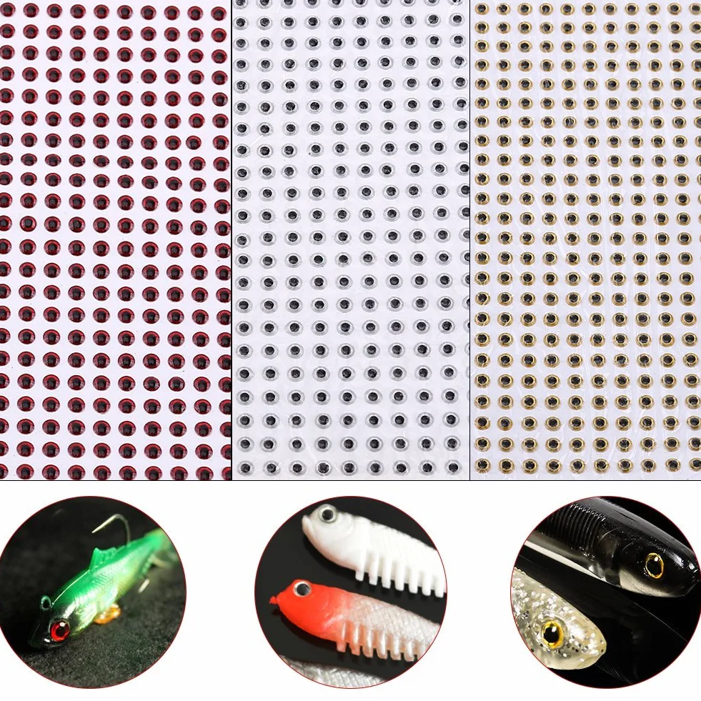Alomejor 500 Piezas 3D Epoxy Eyes Señuelo de Pesca para DIY Cebos 3-5 mm Lifelike Ojo de Pez