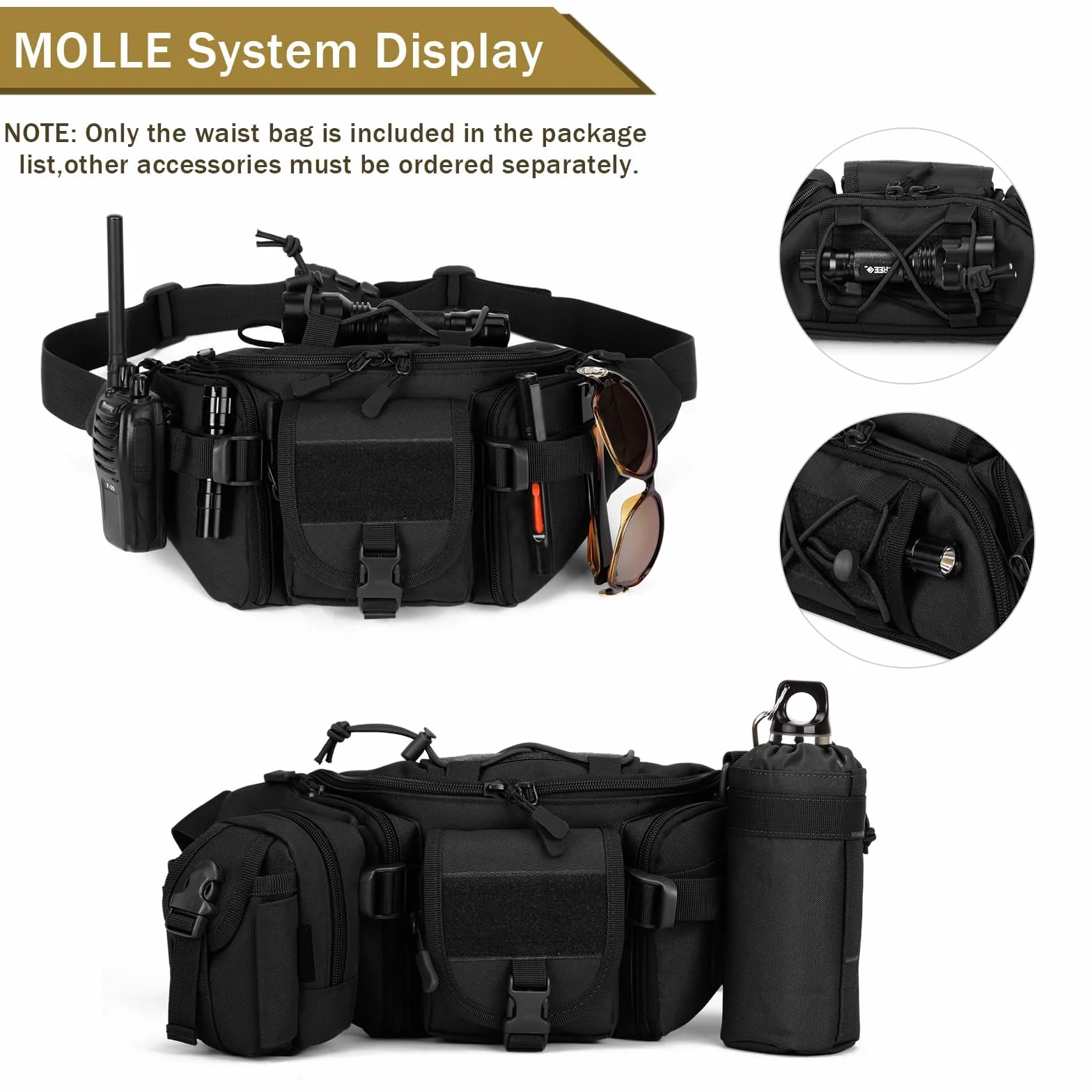 Huntvp Bolsa Riñonera Mochila Bandolera Táctica Impermeable 2 Vías Aire Libre Senderismo