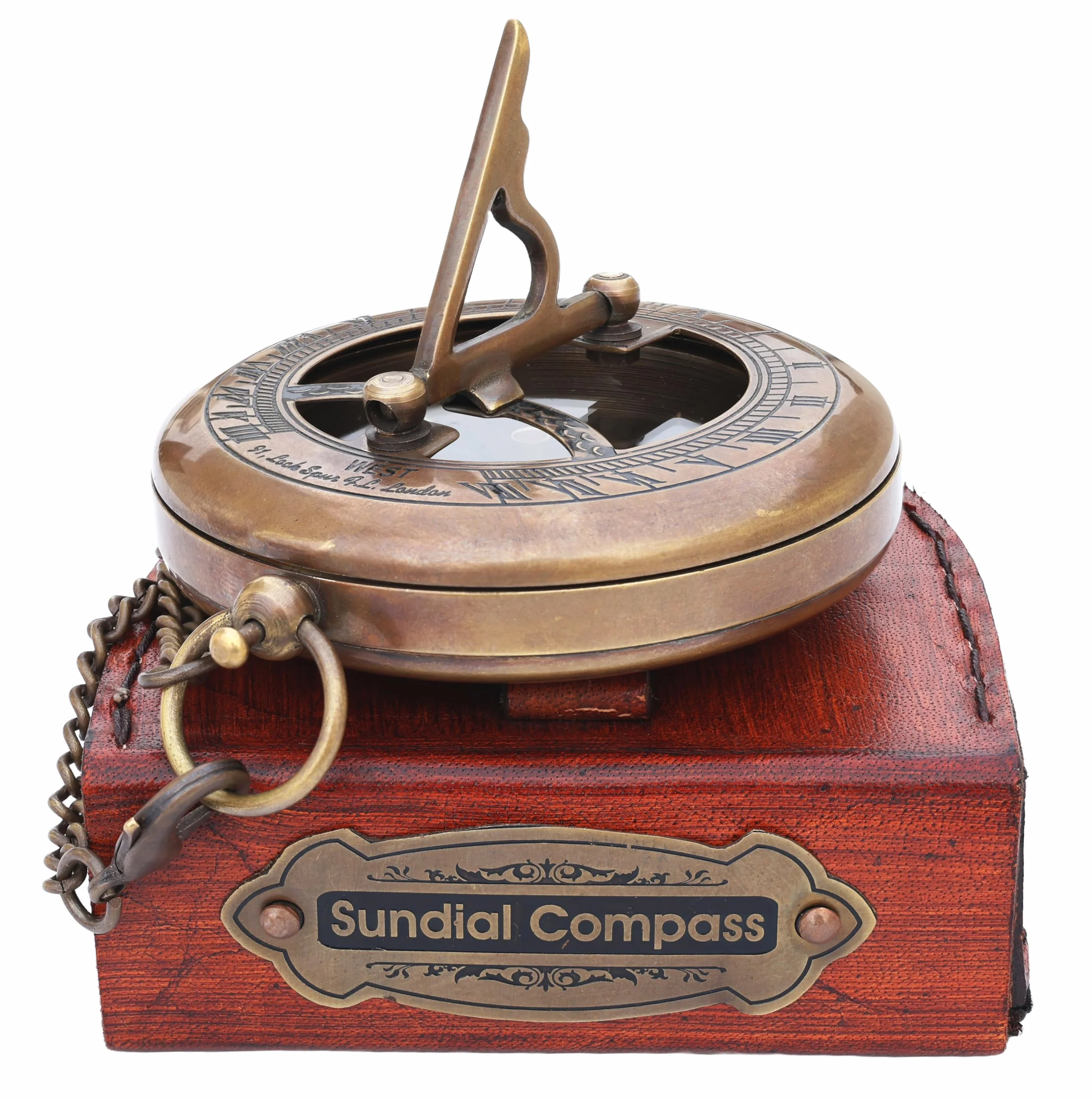 Reloj Solar de latón – Brújula Abierta – Accesorio Steampunk Hombres – Hermoso Hecho a Mano – Reloj de Sol – Reloj de Sol – Reloj Steampunk para él – Decoración Antigua