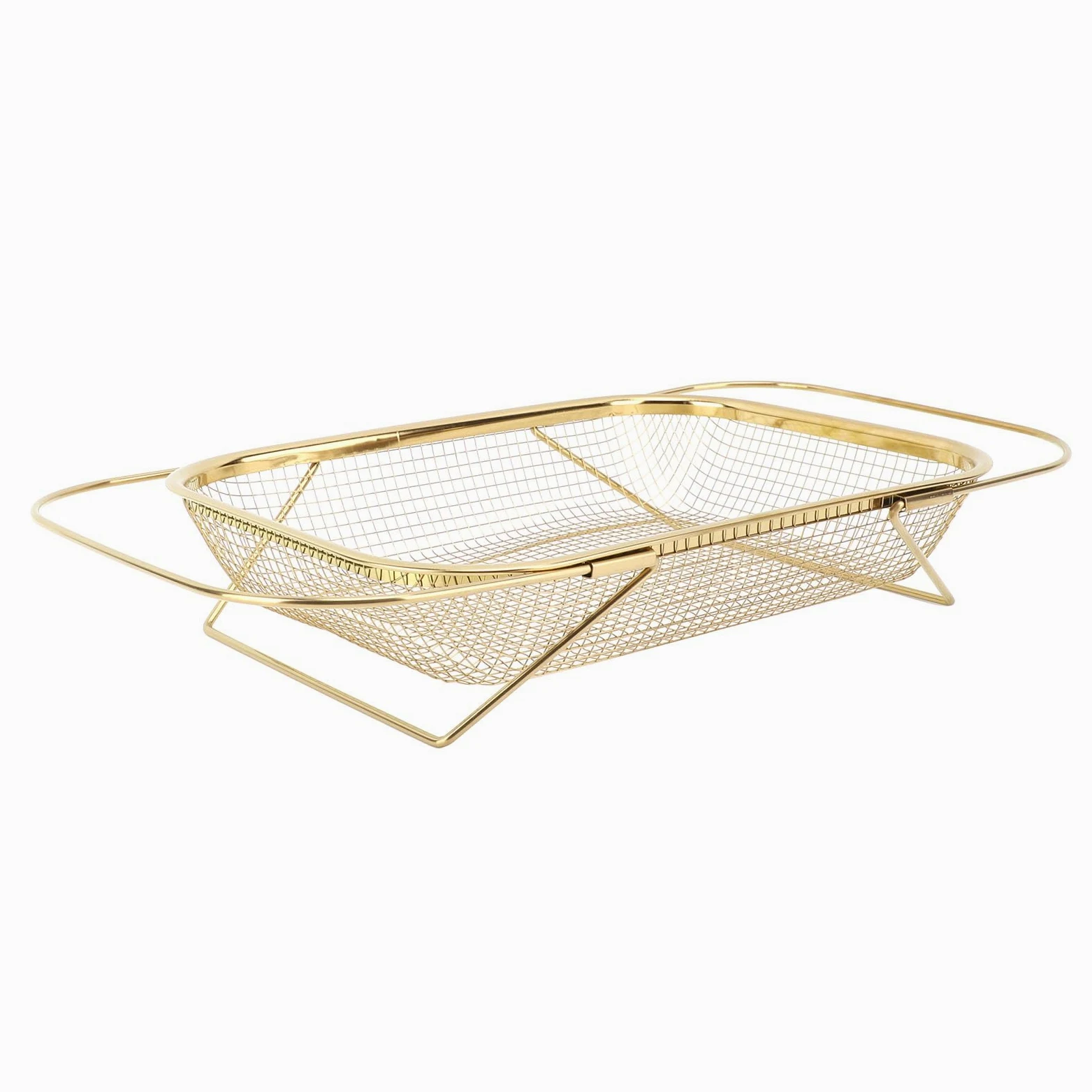 Colador grande extensible de acero inoxidable sobre el fregadero, cesta de malla fina para fregadero de cocina, con asas, fácil de y almacenar, preparación de cocción eficiente (dorado)