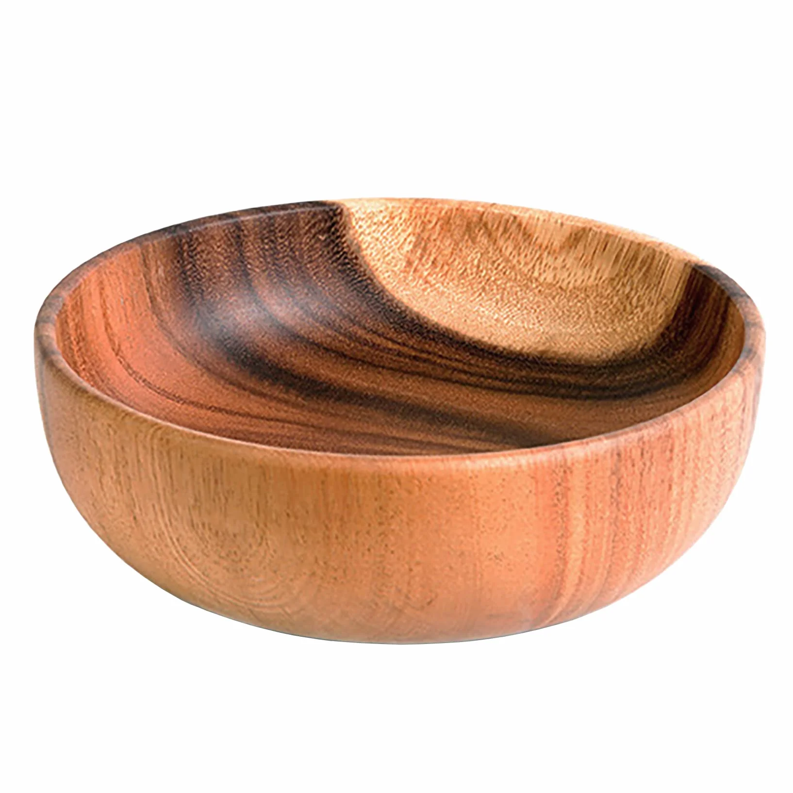 Ensaladera de madera de gran tamaño (18 cm x 7,5 cm), cuenco de madera de acacia hecho a mano, cuenco de madera maciza, cuencos de madera grandes para servir para ensaladas, frutas y cereales