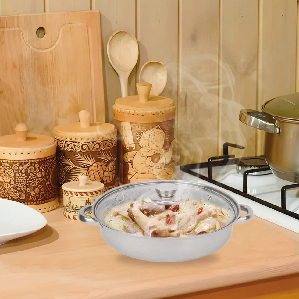 Tiiyee Steamer For Cooking, Vaporera De InduccióN Apilable Para Papas Mini Con Tapa Vidrio Cocinar Vapor Acero Inoxidable 2 Capas Olla Doble Caldera DiseñO Poroso Carne Y Ver Utensilios Cocina