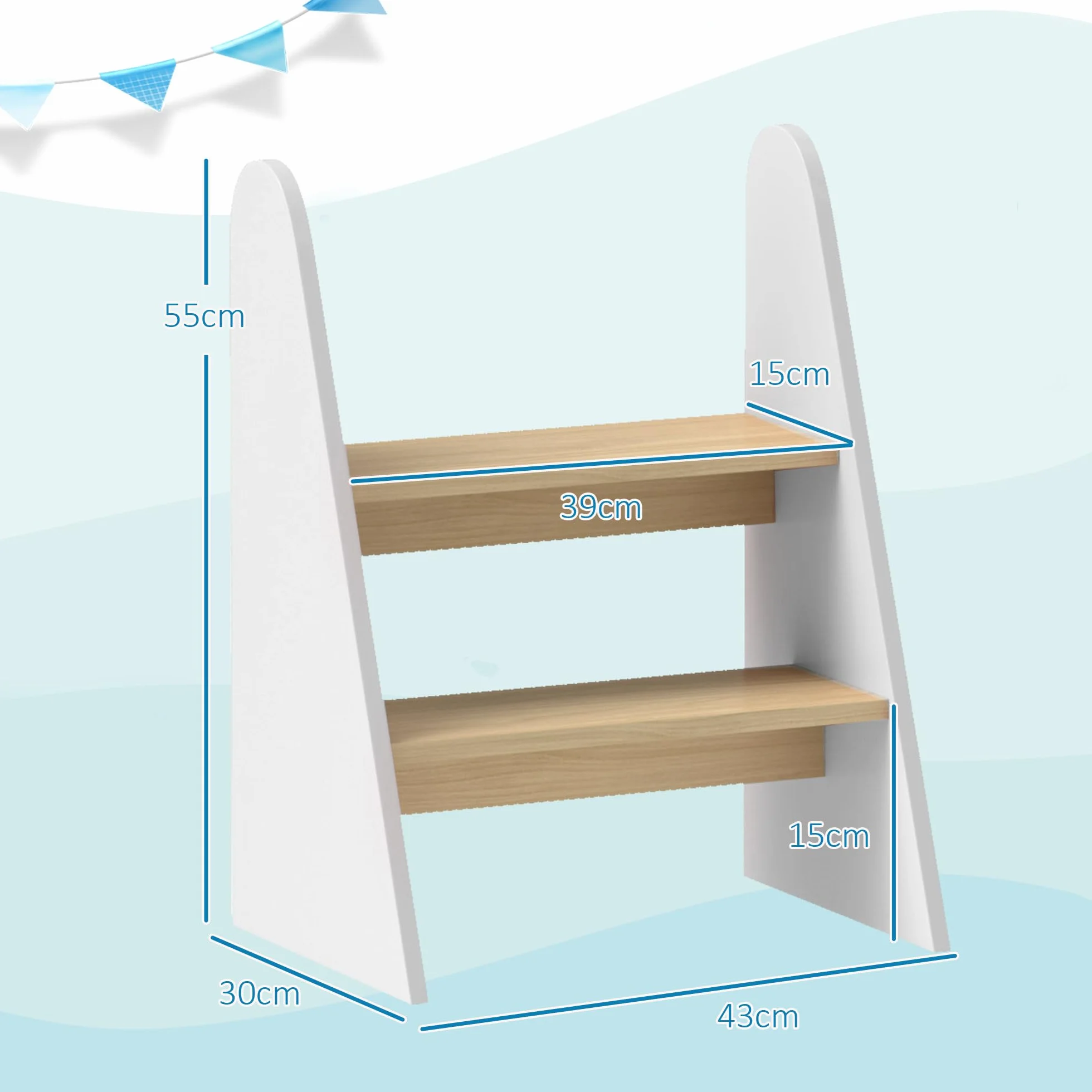 AIYAPLAY Taburete Torre de Aprendizaje 2 Peldaños para Niños +3 Años Blanco