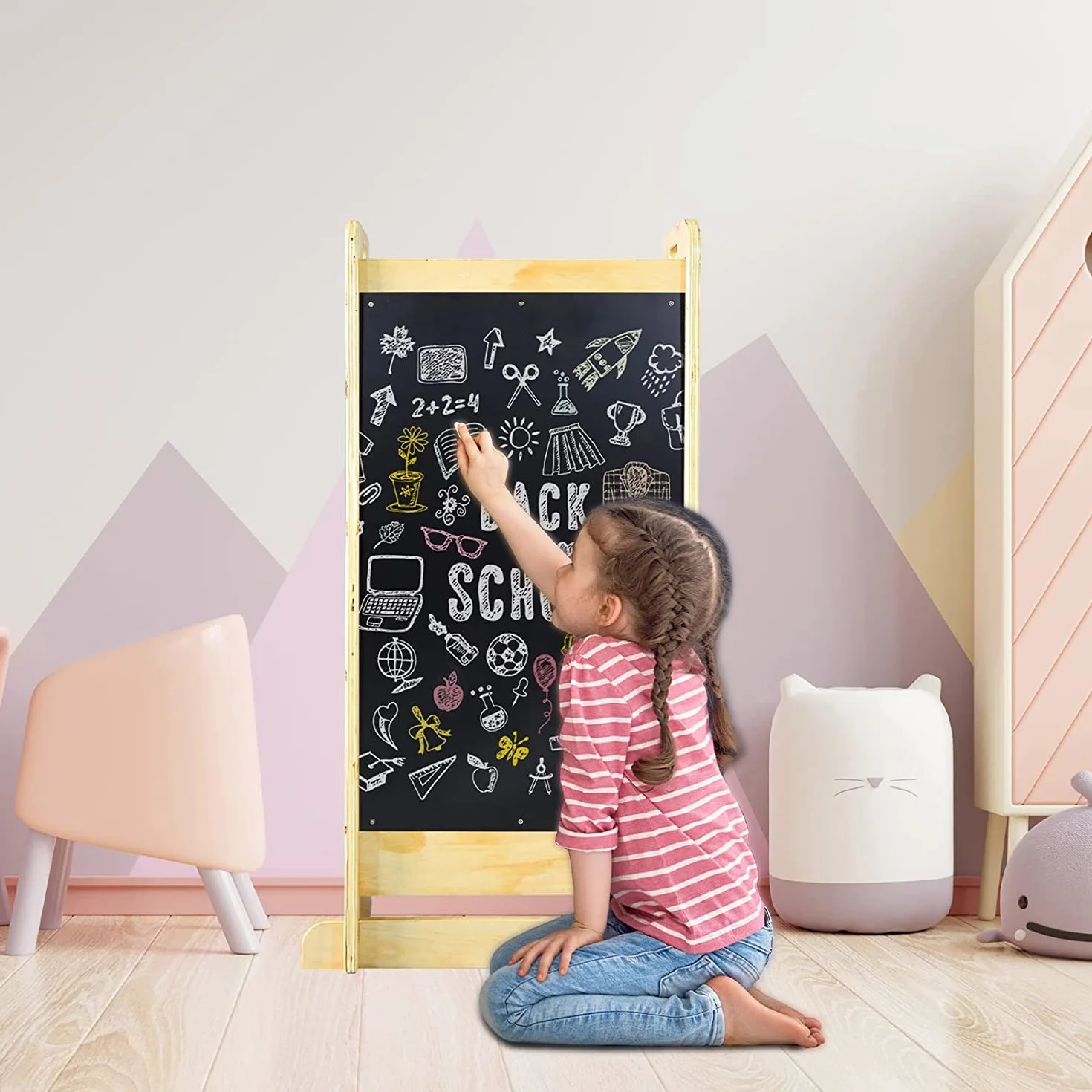 Torre de Aprendizaje Montessori de Madera Natural con Altura Regulable para Bebé (Camel)