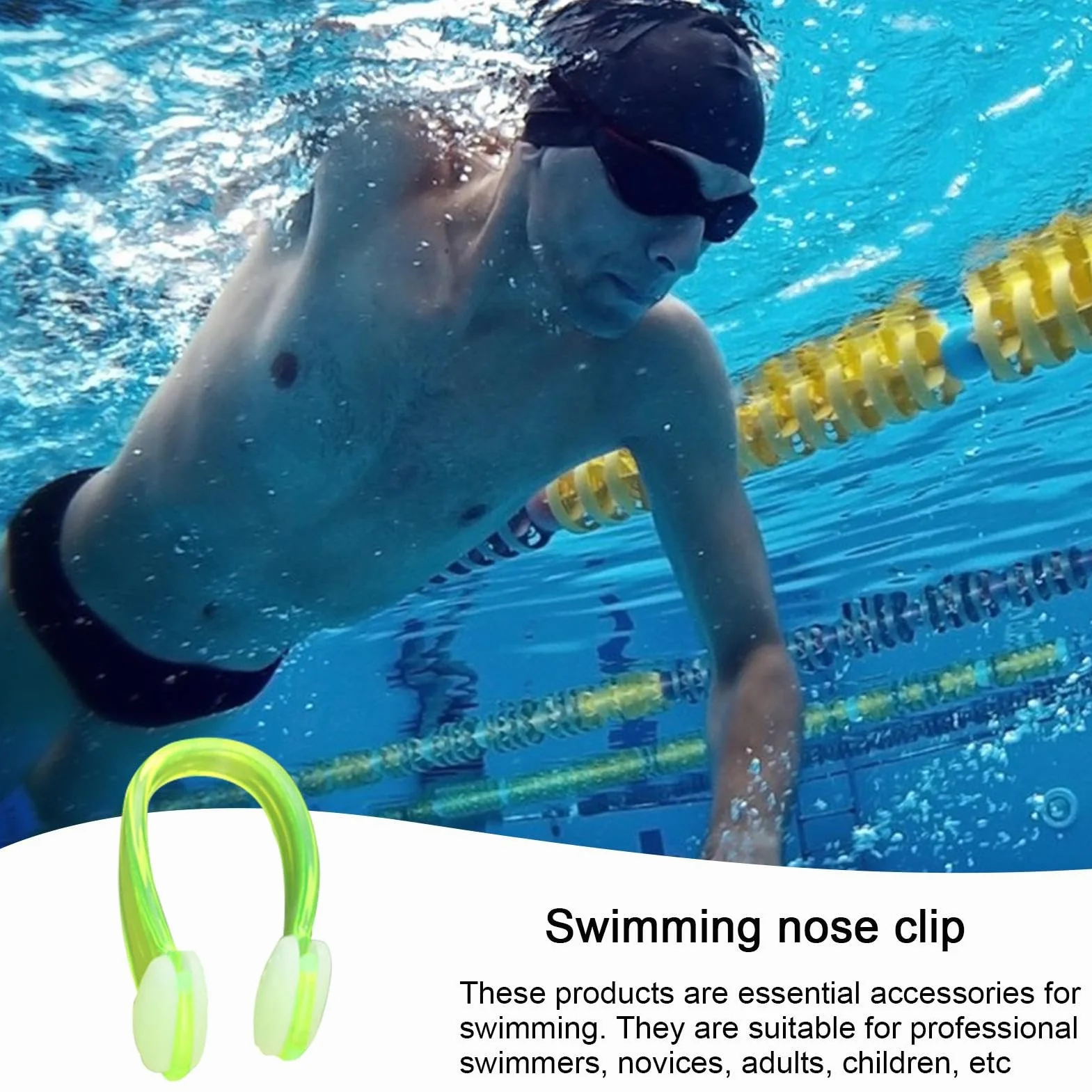 Tapón de nariz para natación de silicona para adultos y adolescentes, equipo de entrenamiento de piscina
