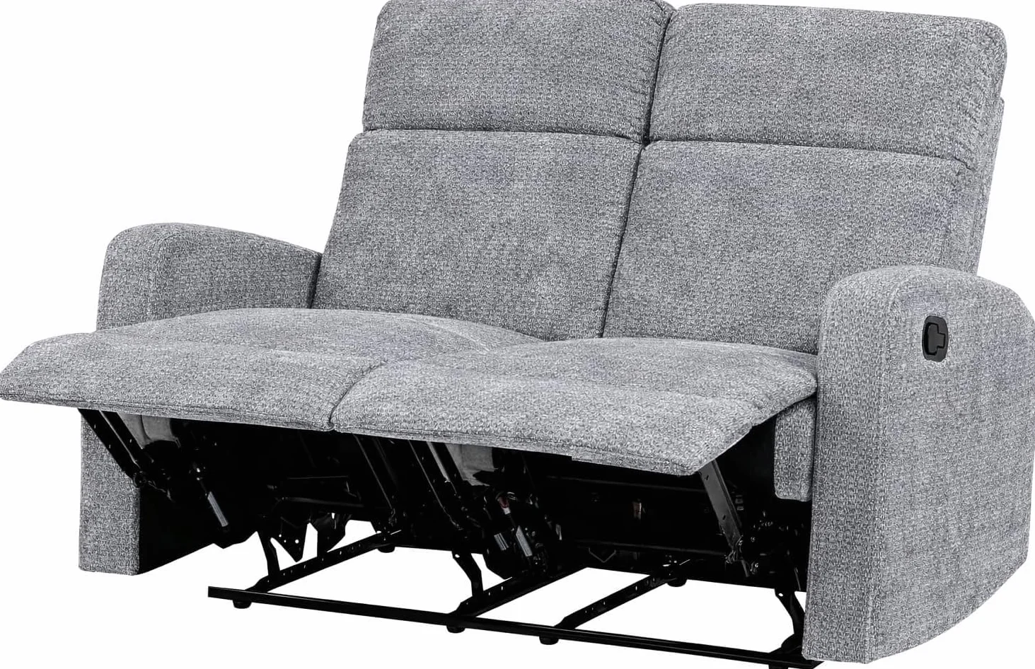 DUPI Sillón Sofá Soft Relax Reclinable | Palanca Manual para reclinar Respaldo y reposapiés | Espuma HR Alta Resiliencia | Gris | 2 Plazas