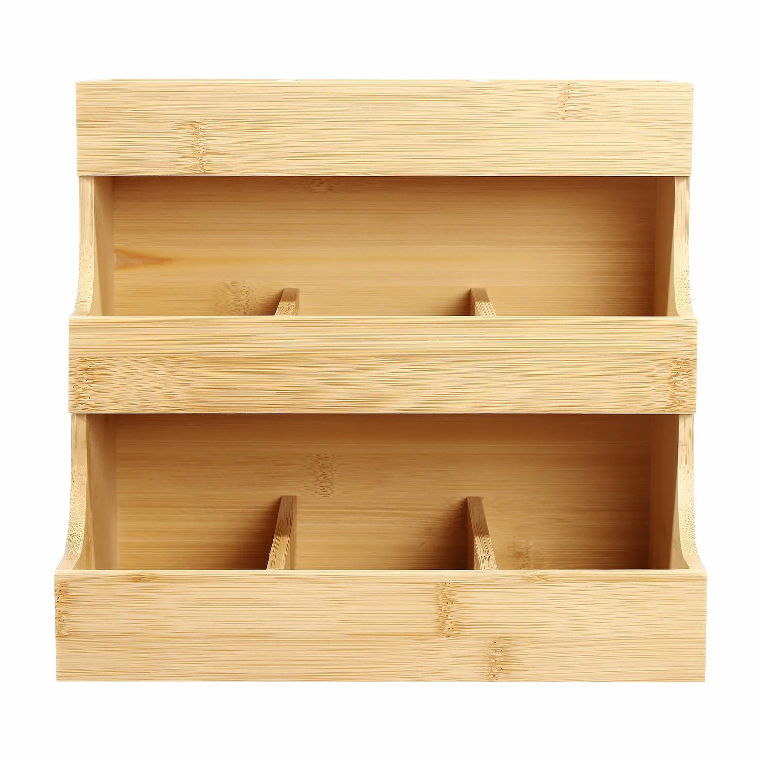 Organizador de bolsas de té de bambú con 9 compartimentos y 3 niveles (27 x 17,5 x 24 cm), capacidad de carga de 5 kg, para casa, oficina y cafetería, diseño sostenible