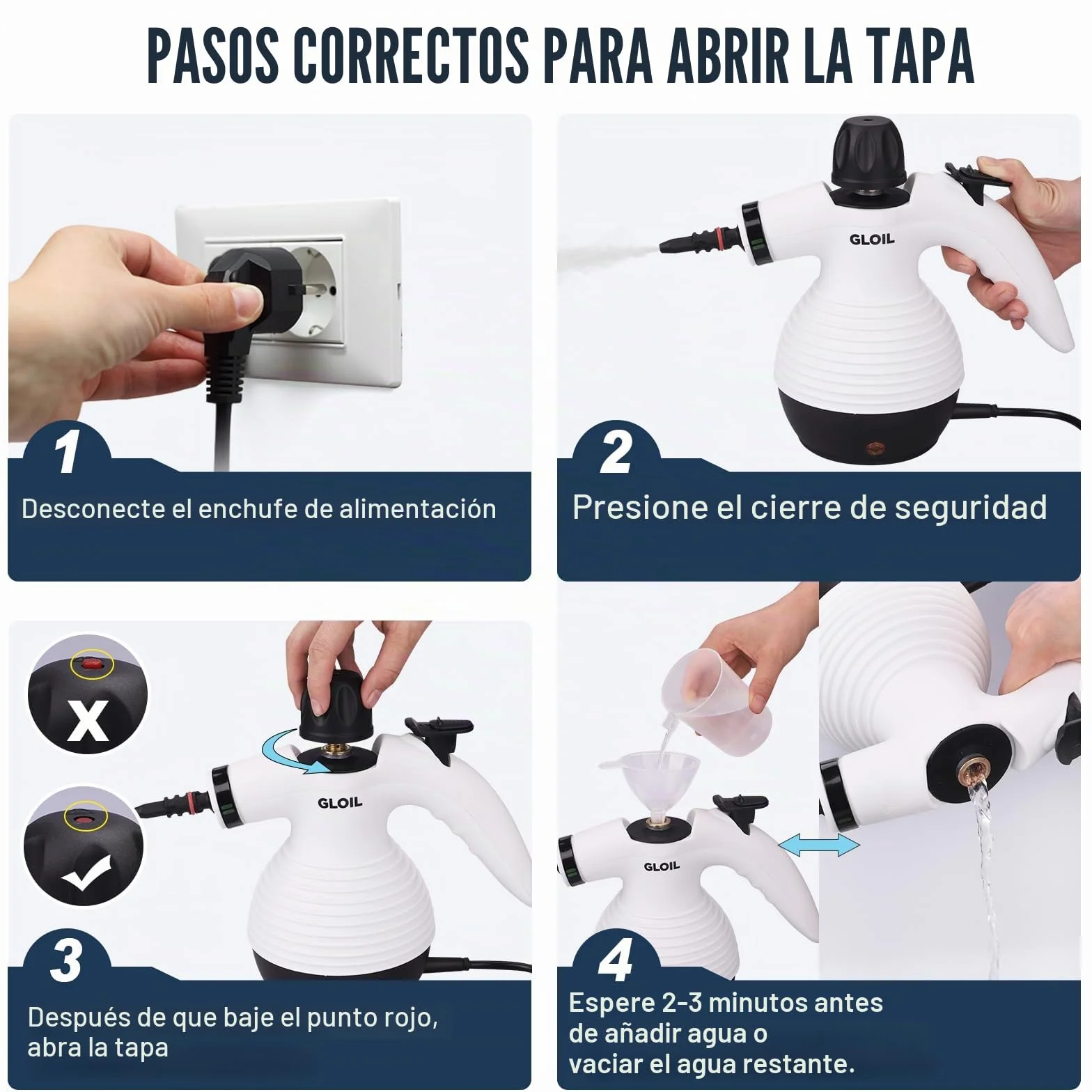 Vaporeta de Limpieza, Limpiador de vapor para todo, portátil multiusos Steam Cleaner con 10 accesorios para alfombras, cortinas, sofás, cocinas y baños. (Black)
