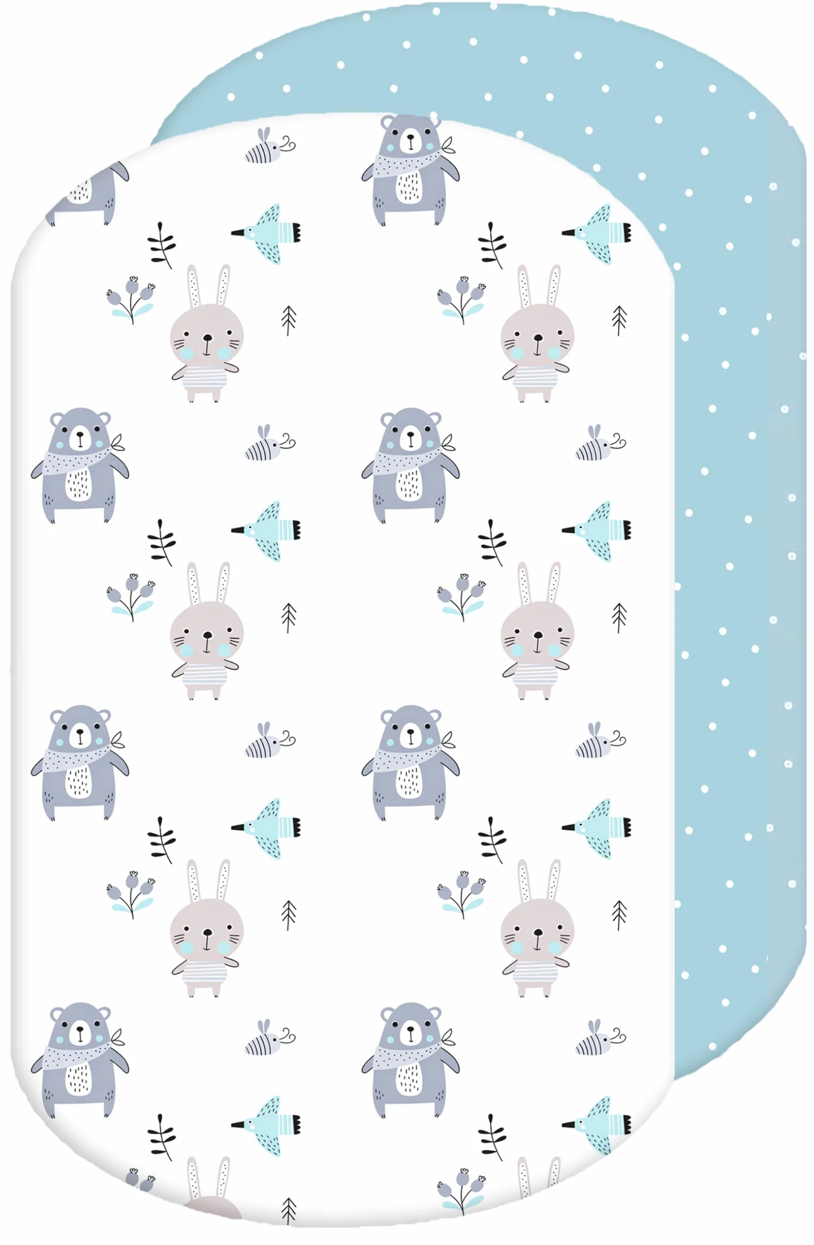 Sábanas Minicuna 100% Algodón – Sabanas Minicuna Compatible con Iora, Tori, Iora Air y Sleepi Mini (60 x 80 cm, Animales Azules)
