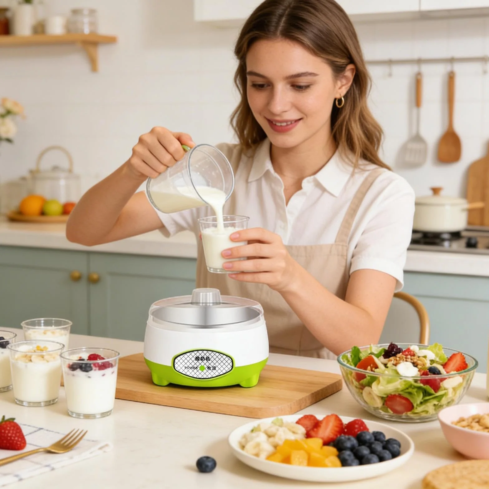Genérico Máquina automática para Hacer Yogur, máquina para hacerr yogurr en el hogar, Aparato de Cocina eléctrico de 1,2 L, Nueva Mini máquinaa para Hacer Yogur Completamente automáticaa