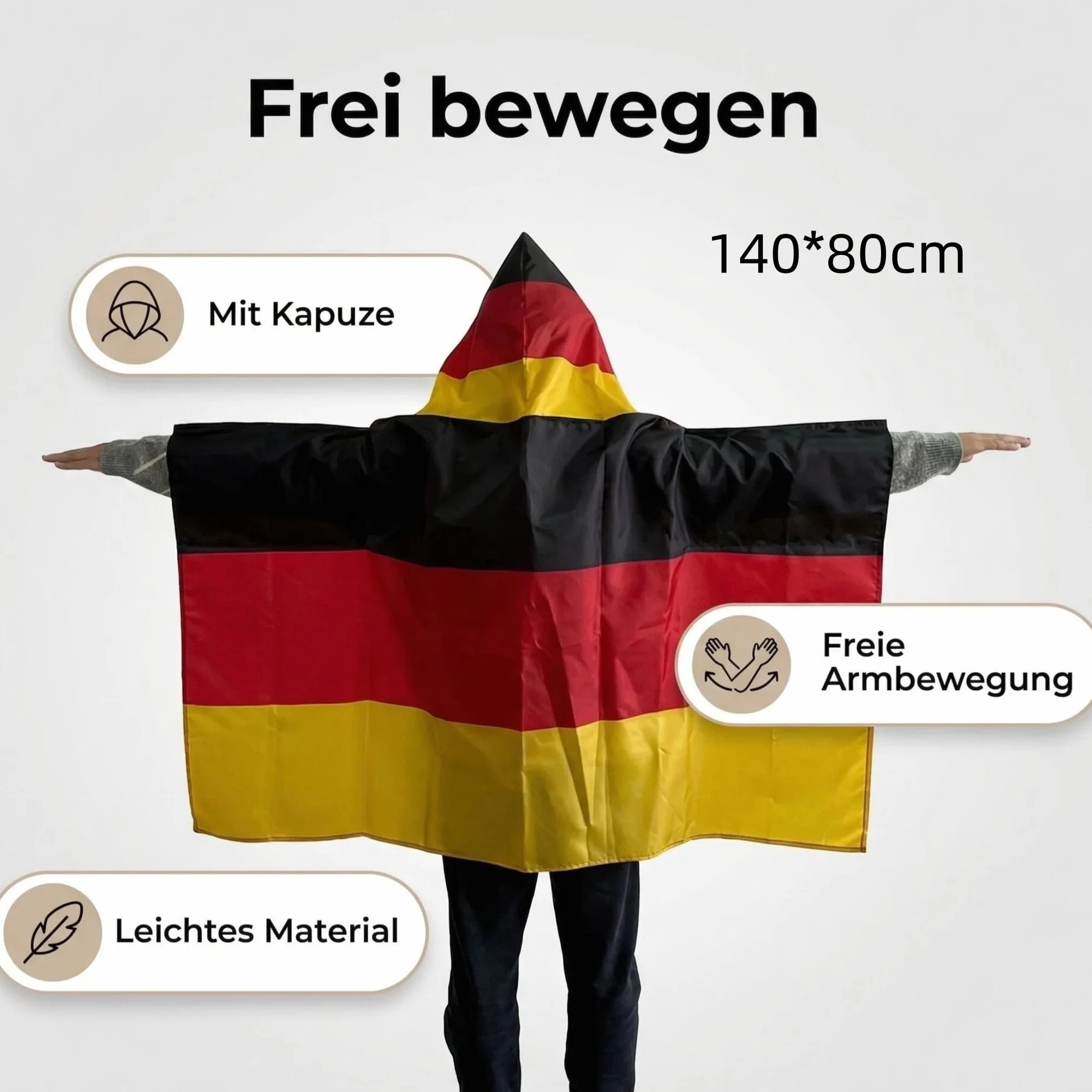 Bandera de Alemania 140 x 80 cm, 100% poliéster con mangas