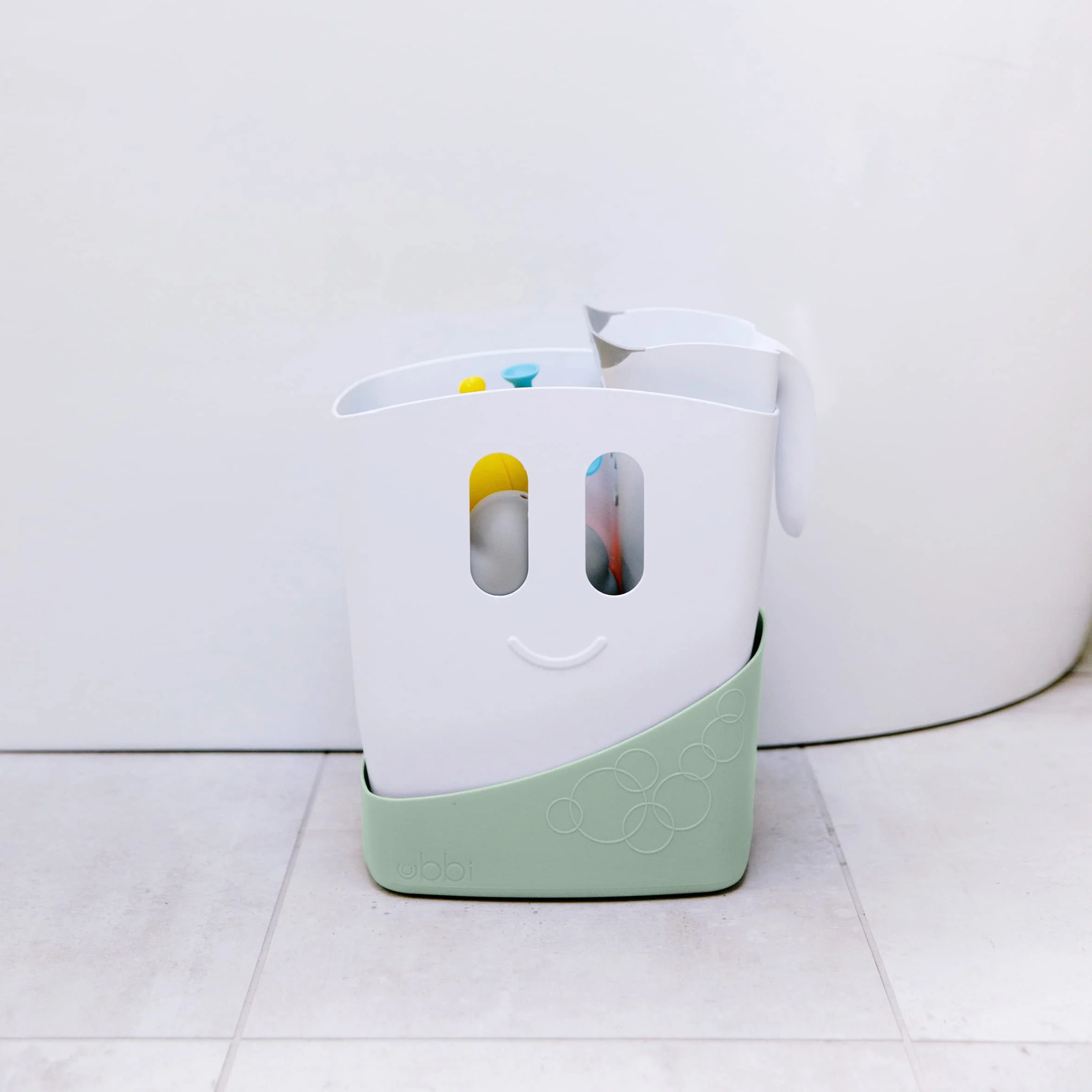 Ubbi organizador de juguetes de baño independiente con estante de secado extraíble, salvia