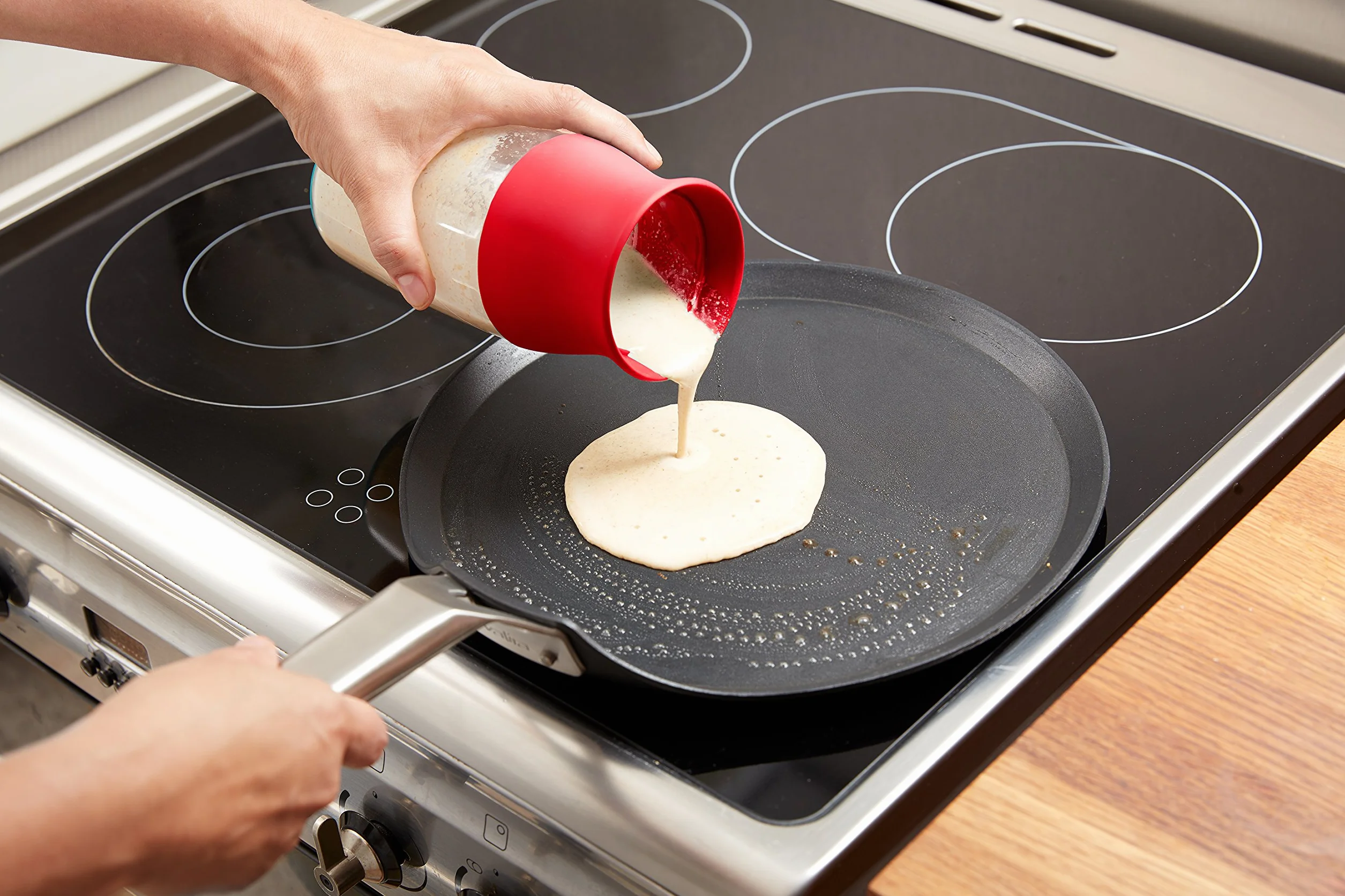 Lékué Kit para Crepes y Pancakes, 700 ml, color rojo