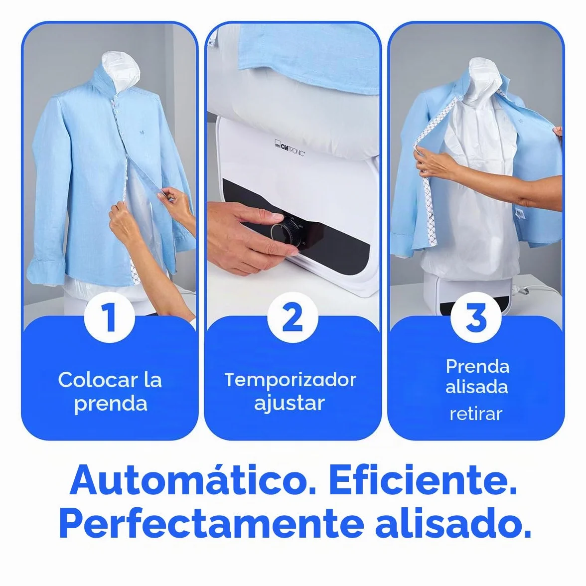 Clatronic® plancha camisas | para camisas, blusas y pantalones sin arrugas | sustituye a la plancha o al centro de planchado a vapor | maniquí de planchado con 1200 vatios de gran potencia | HBB 3734