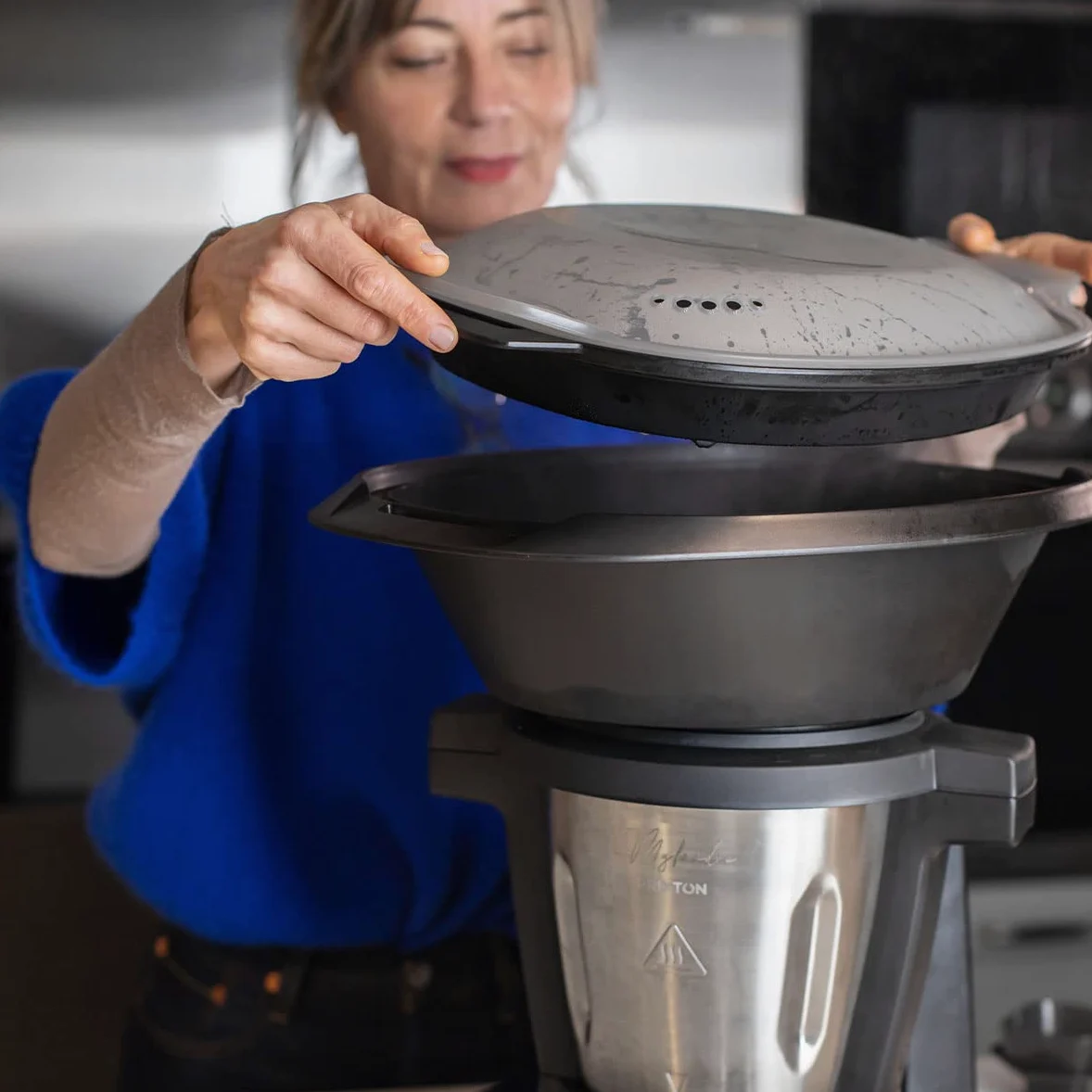 PRIXTON Robot de Cocina Multifunción My Foodie WiFi Pantalla táctil APP móvil con Recetario 1000 W 10 Velocidades Vaporera Doble