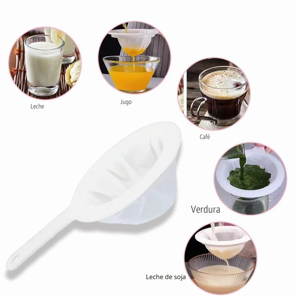 Colador Malla de Nailon Fino Ultrafino, Tamiz para Aceites, Café, Té, Jugo, Vino, Leche, 400 Puntos, Filtrado Rápido
