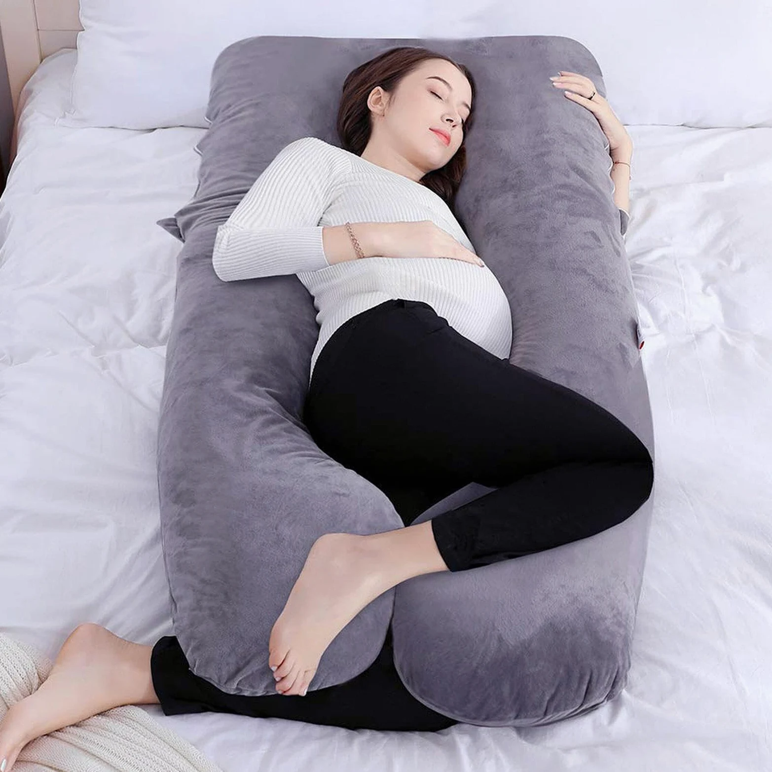 Almohada de cuerpo completo | Almohada de cuerpos en forma de U para sueño | de maternidad para adultos | Almohada de embarazo flexible, almohadilla de almohada, sueño, almohada de soporte extraíble par