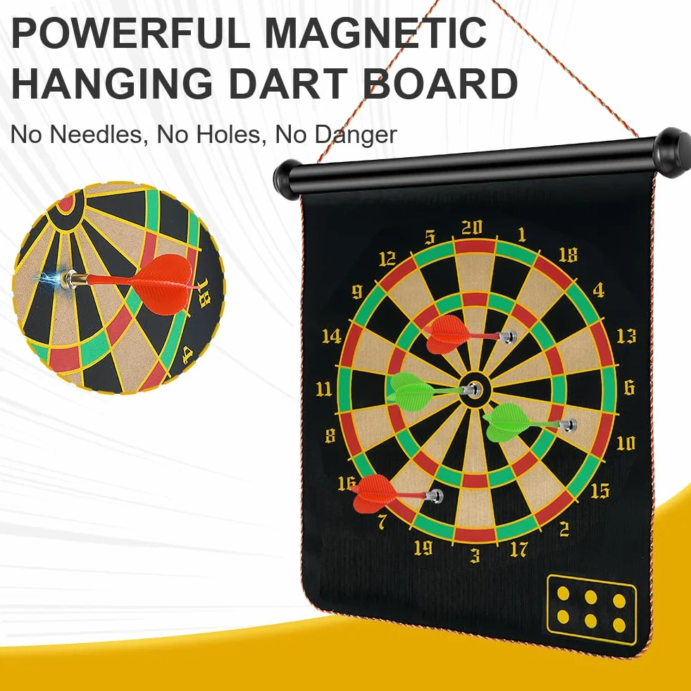 Flintronic Juego de Tablero de Dardos Magnético para Niños 12" 15" 17" con 14 Dardos