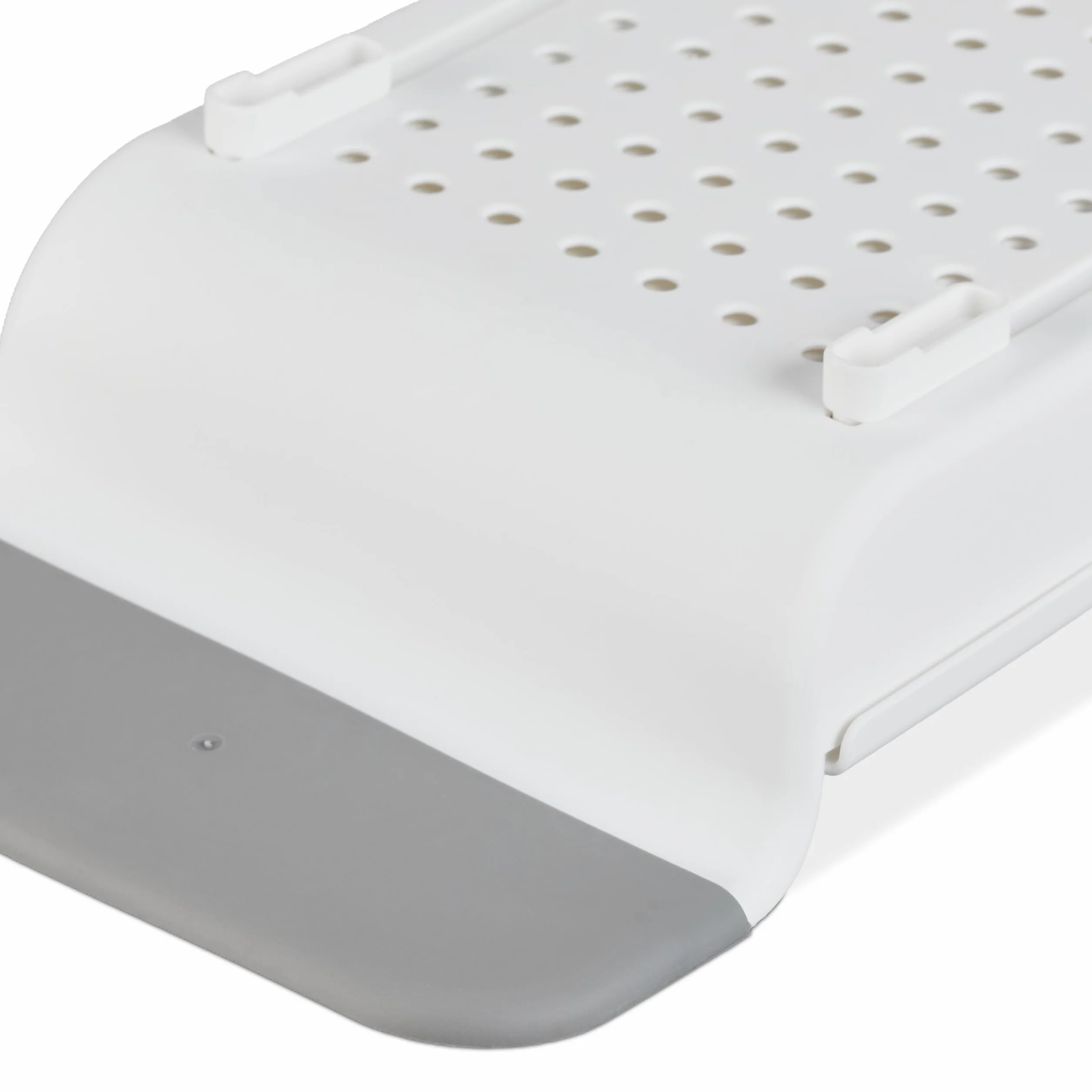 Relaxdays Bandeja para Bañera, Extensible 55,5-78 cm, Plástico, Agujeros de Drenaje de Agua, Antideslizante, Blanco