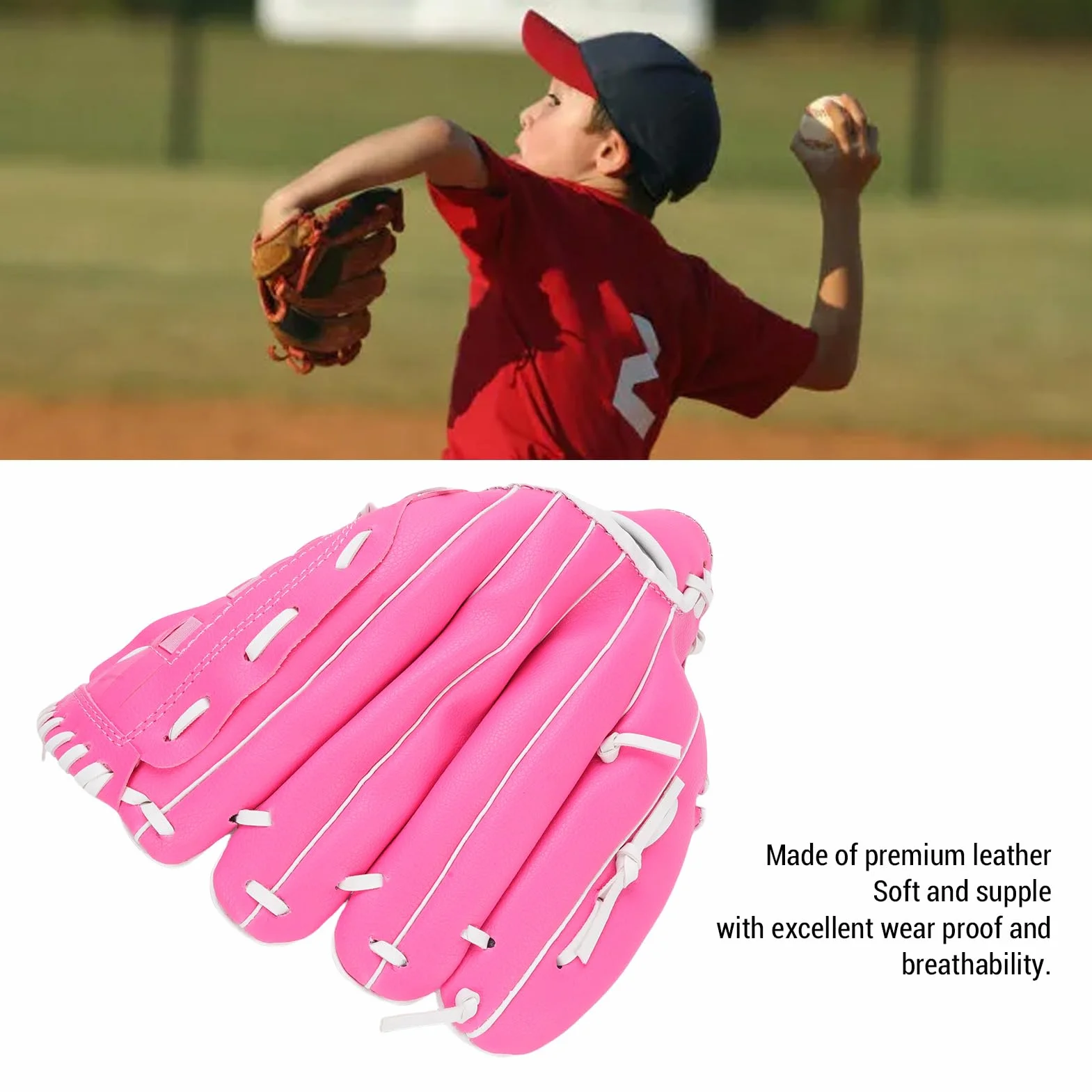 Guantes de béisbol para niños Guante de softbol Transpirable Cuero Juvenil