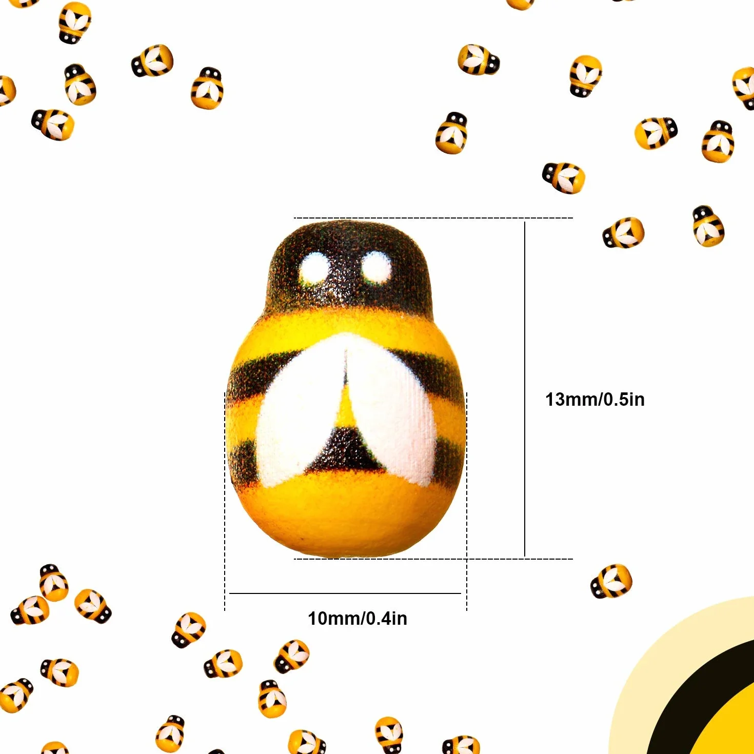 300 Paquetes Adornos Madera de Abeja Abeja Pintada Pequeña Abejorros de Madera Autoadhesivos de Espalda Plana para Decoración de Scrapbooking de Arte de DIY