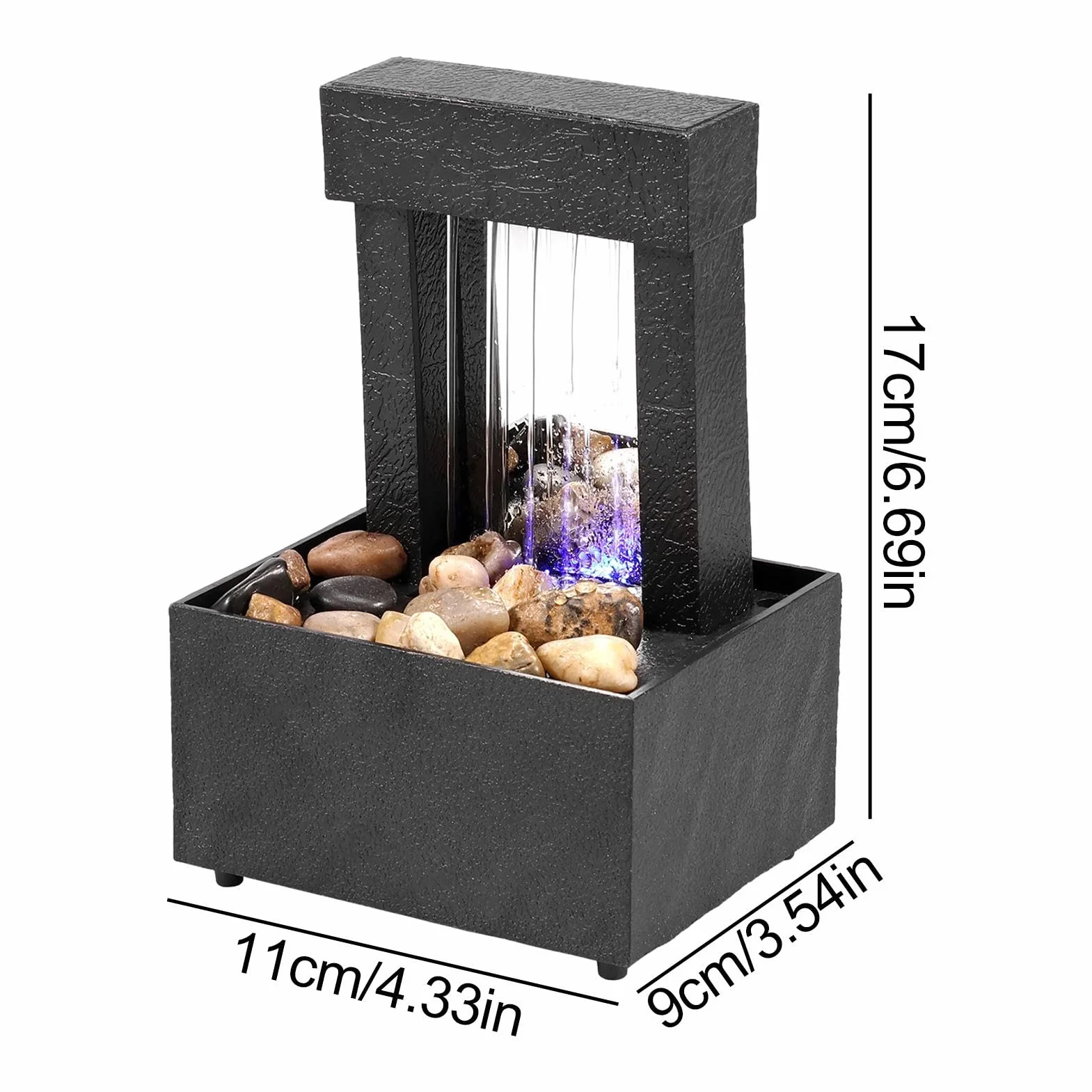 Fuente de cascada con juegos de agua relajantes - Fuente de mesa, fuente de cascada de mesa | Fuente de escritorio para meditación zen con luz LED, decoración para espacios interiores de h