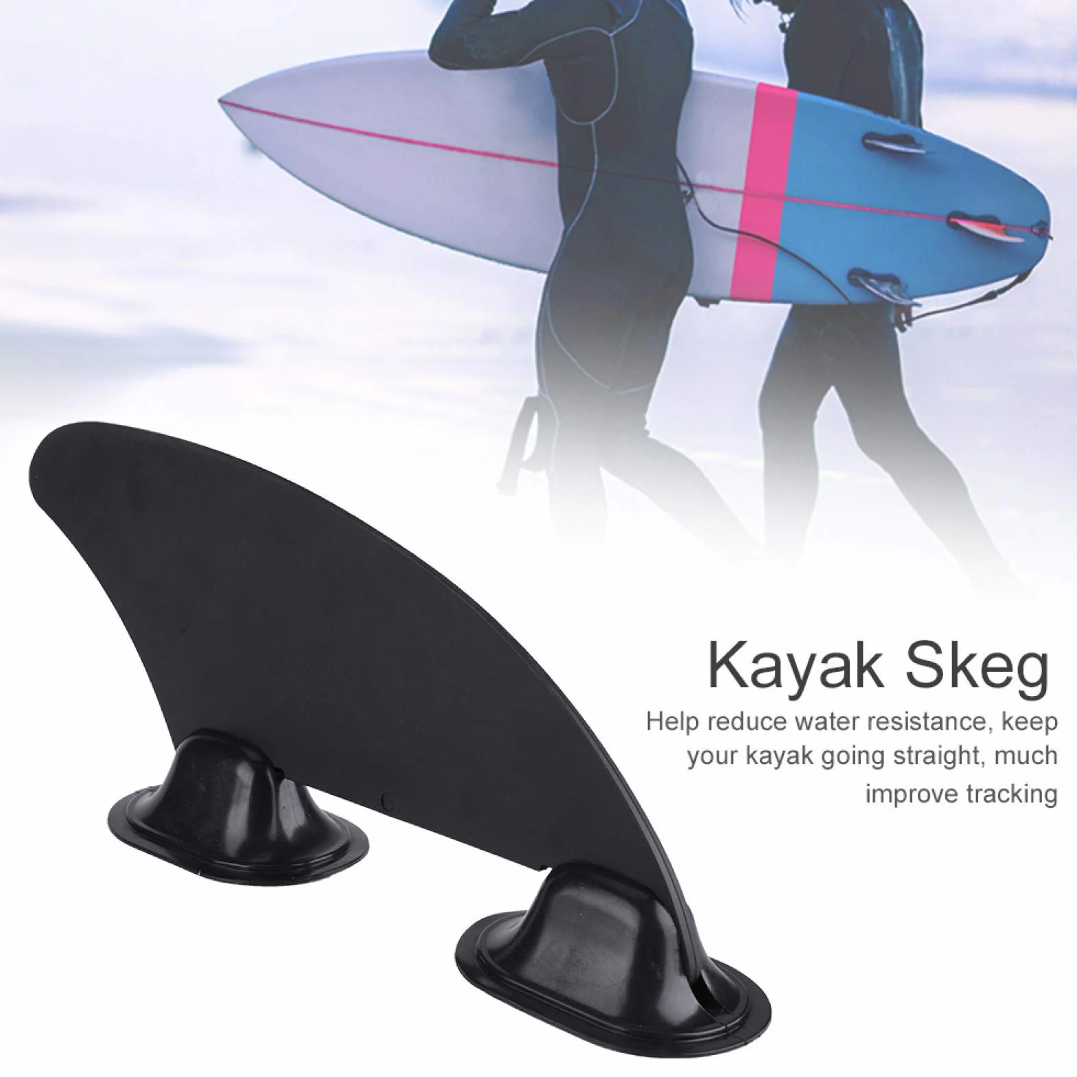 Aleta de Seguimiento Kayak Skeg Desmontable Central Puntos Montaje Integral Cuenca Agua Negra Tablas Surf Remo Inflable