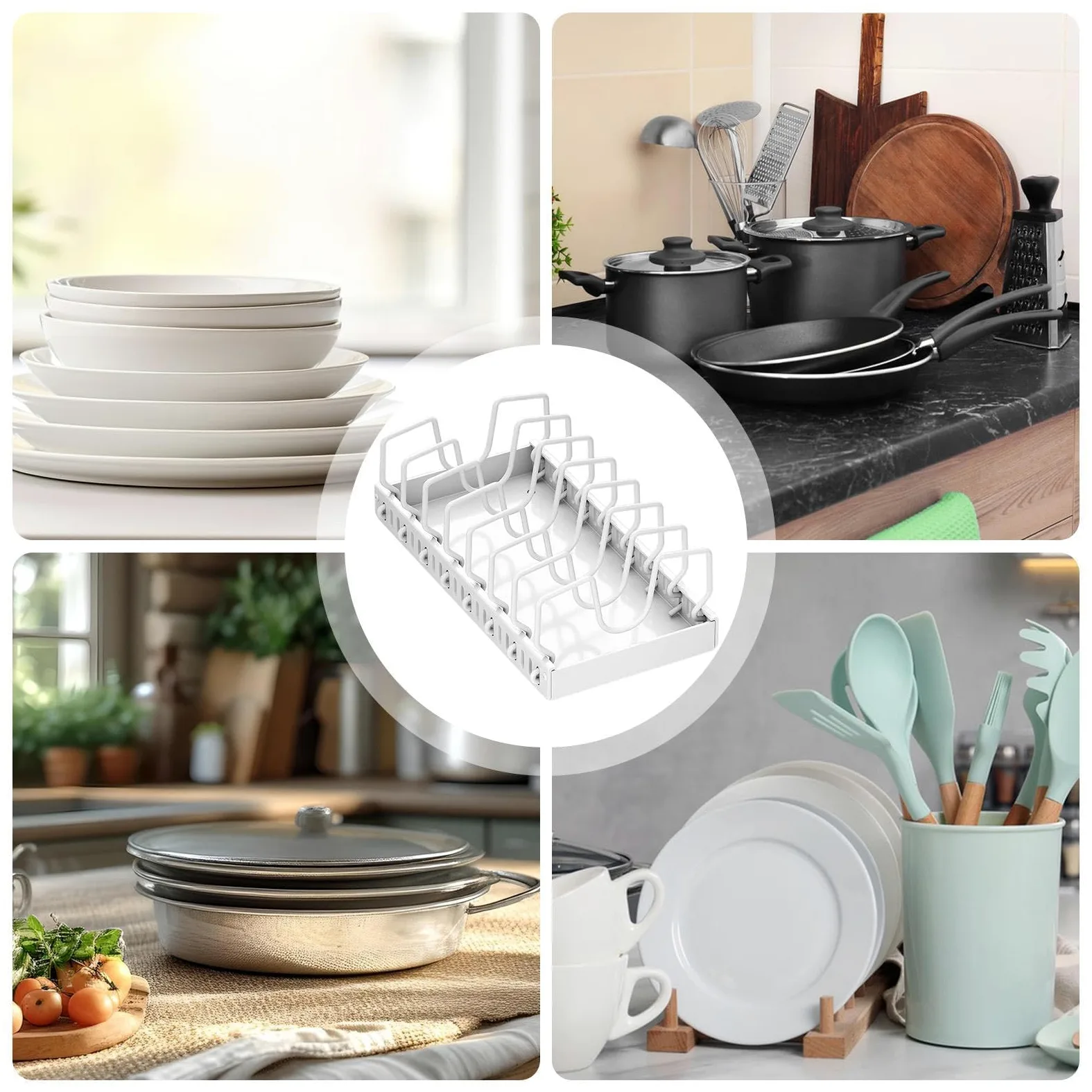 Organizador de ollas extraíble - Soporte para ollas adhesivo con polea | lisa, rejillas para ollas, armario para ollas ajustables con polea para cocina | utensilios de cocina, utensilios de cocina