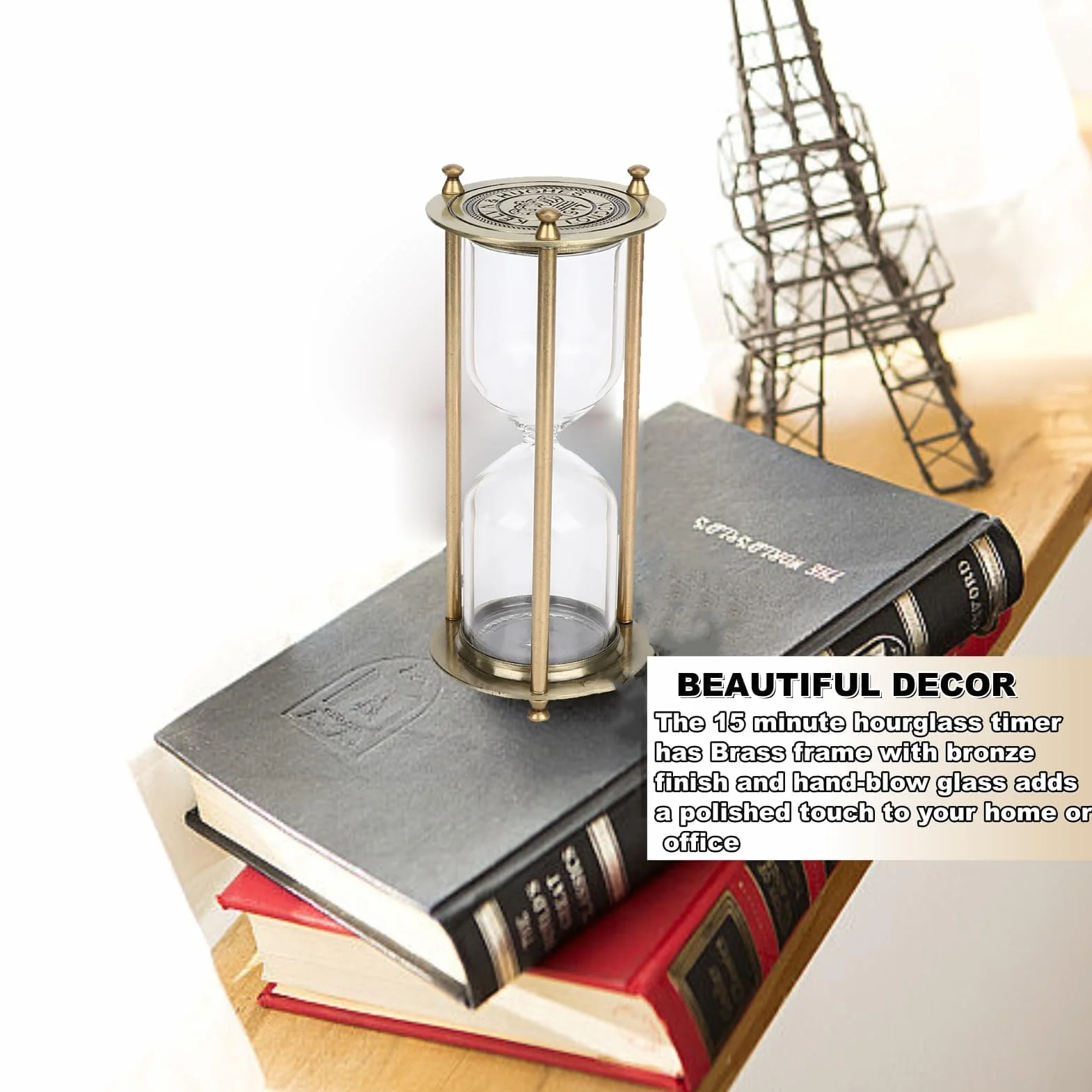 Reloj De Arena Cristal Transparente Temporizador para Decoración De Oficina