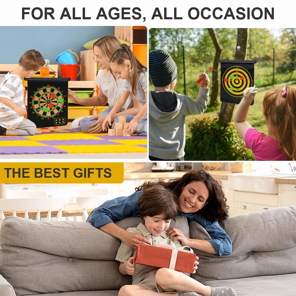 Flintronic Juego de Tablero de Dardos Magnético para Niños 12" 15" 17" con 14 Dardos