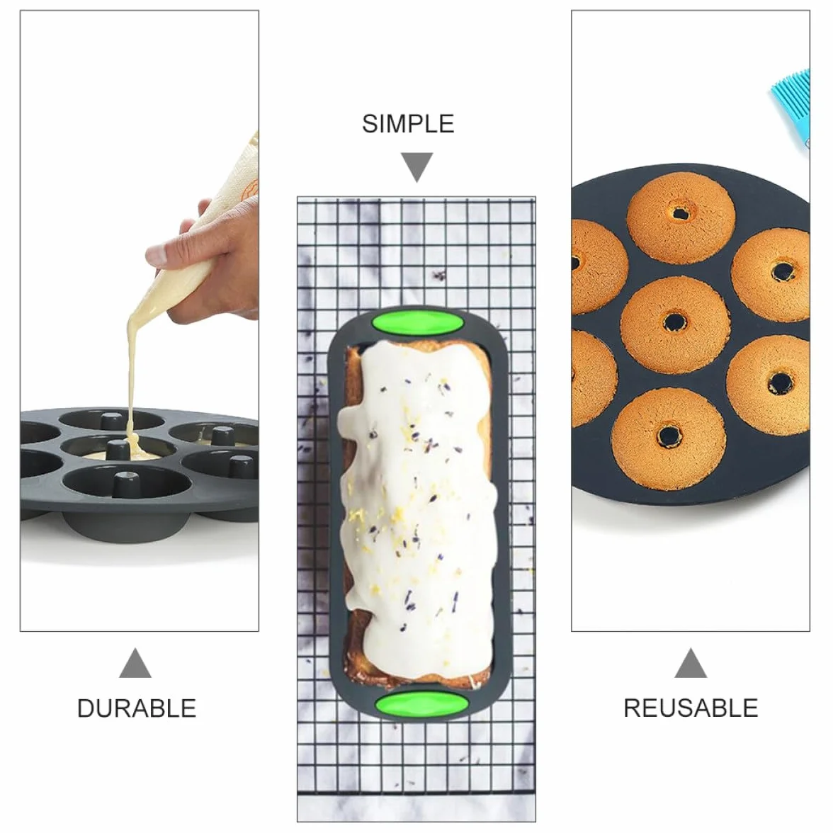 Kit de Moldes de Silicona para Pastel 5 Piezas, Reutilizable | Flexible, Fácil de Limpiar, Resistente al Calor, para Cocina y Repostería, Conjunto Práctico