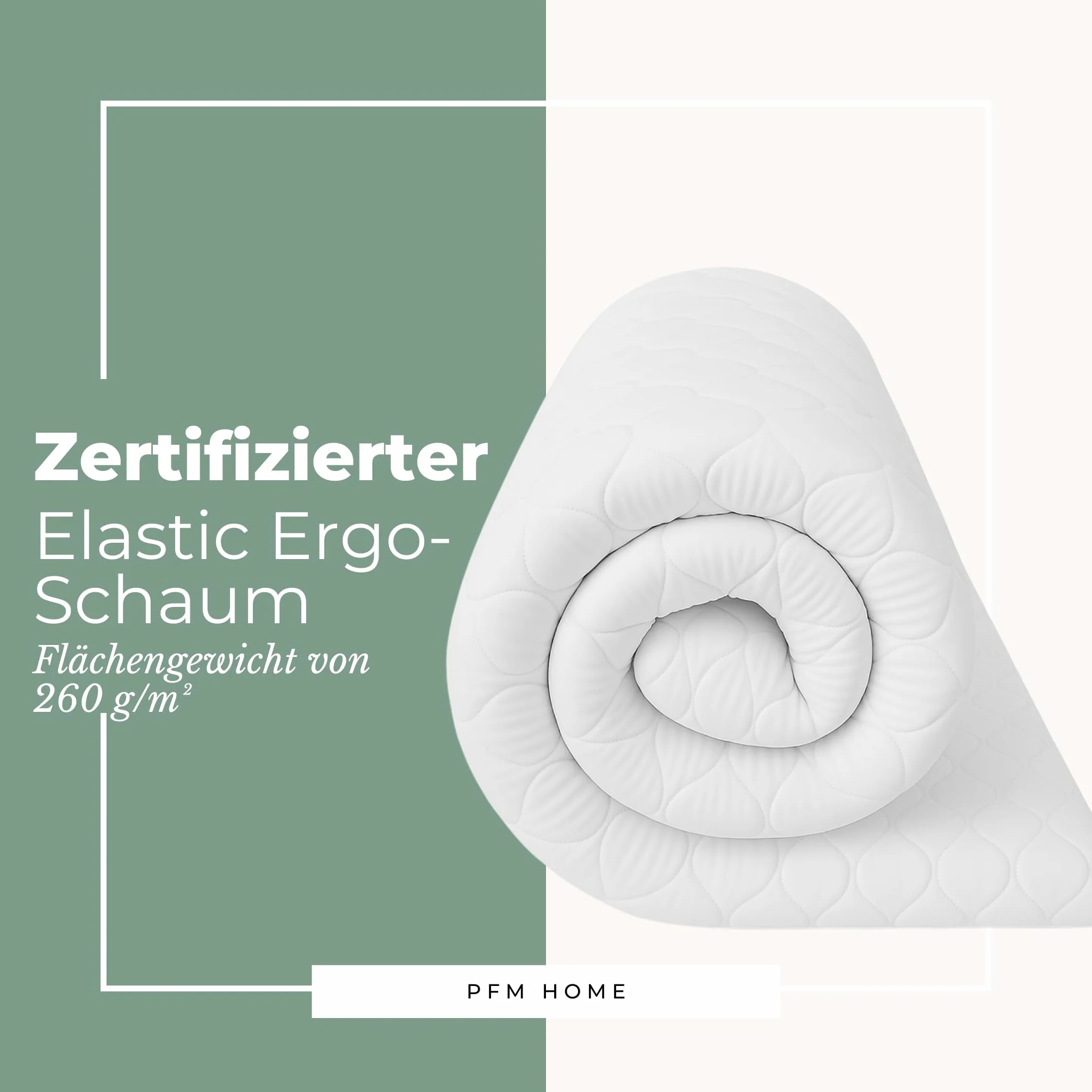 Topper para colchón de 180 x 190 cm - de espuma elástica Ergo - Con funda de microfibra extraíble y antialérgica - Innovadora tecnología FüllPro+
