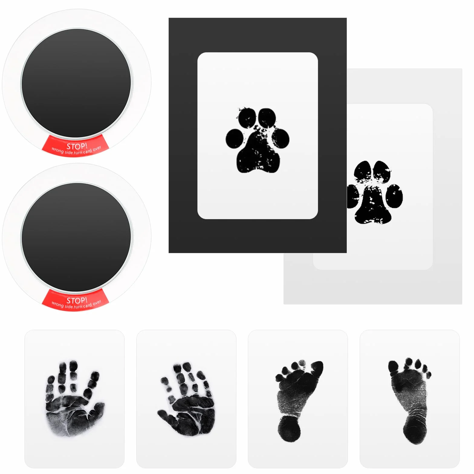 8 Piezas Kit Huella del Pie, Kit de Huellas Bebé Pie y Manos Almohadillas de Tinta No Tóxicas, No Tóxicas,No Se Mancha, Regalo de Bautizo o Recuerdo, Kit Huella del Mascota
