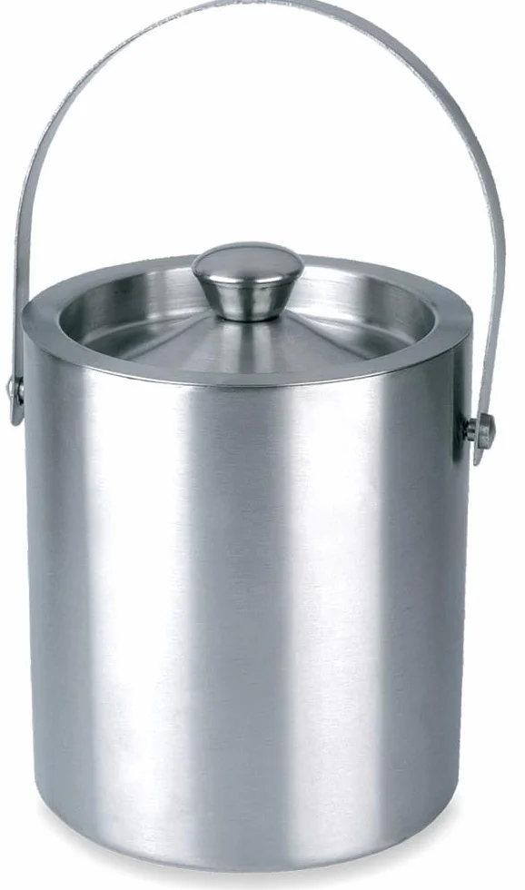Cubo de Hielo 3L Silvano, Acero Inoxidable, Paredes de Doble Aislamiento, Tapa Hermética, Asa para Transporte, Apto para Lavavajillas, Limpieza Fácil y Simple, Incluye Pinza