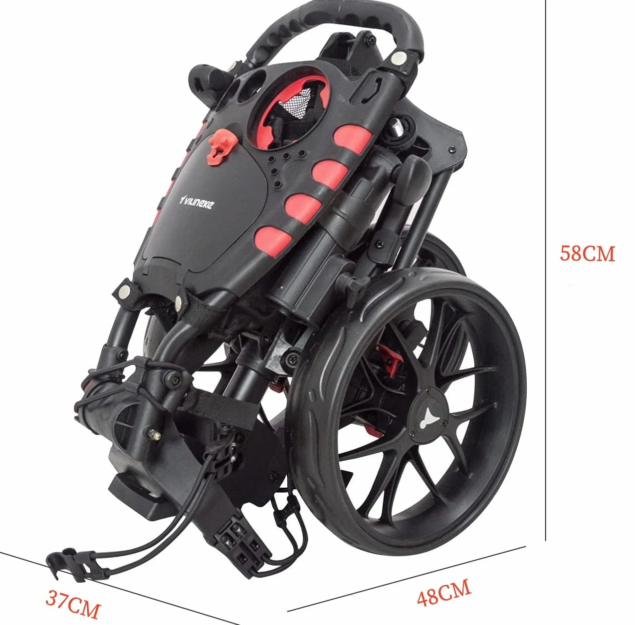 Carrito de golf Newfly 3 ruedas ultraligero plegable con freno de pie soporte para paraguas