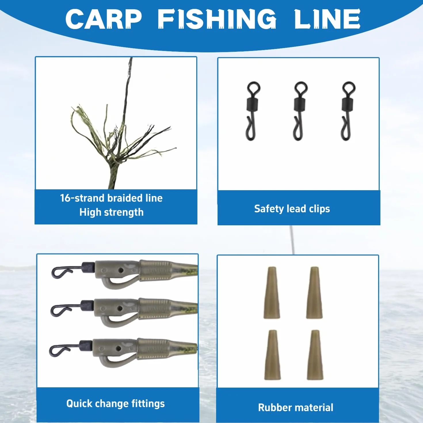 Anzuelos de carpa 8 uds 80 cm accesorios pesca líder