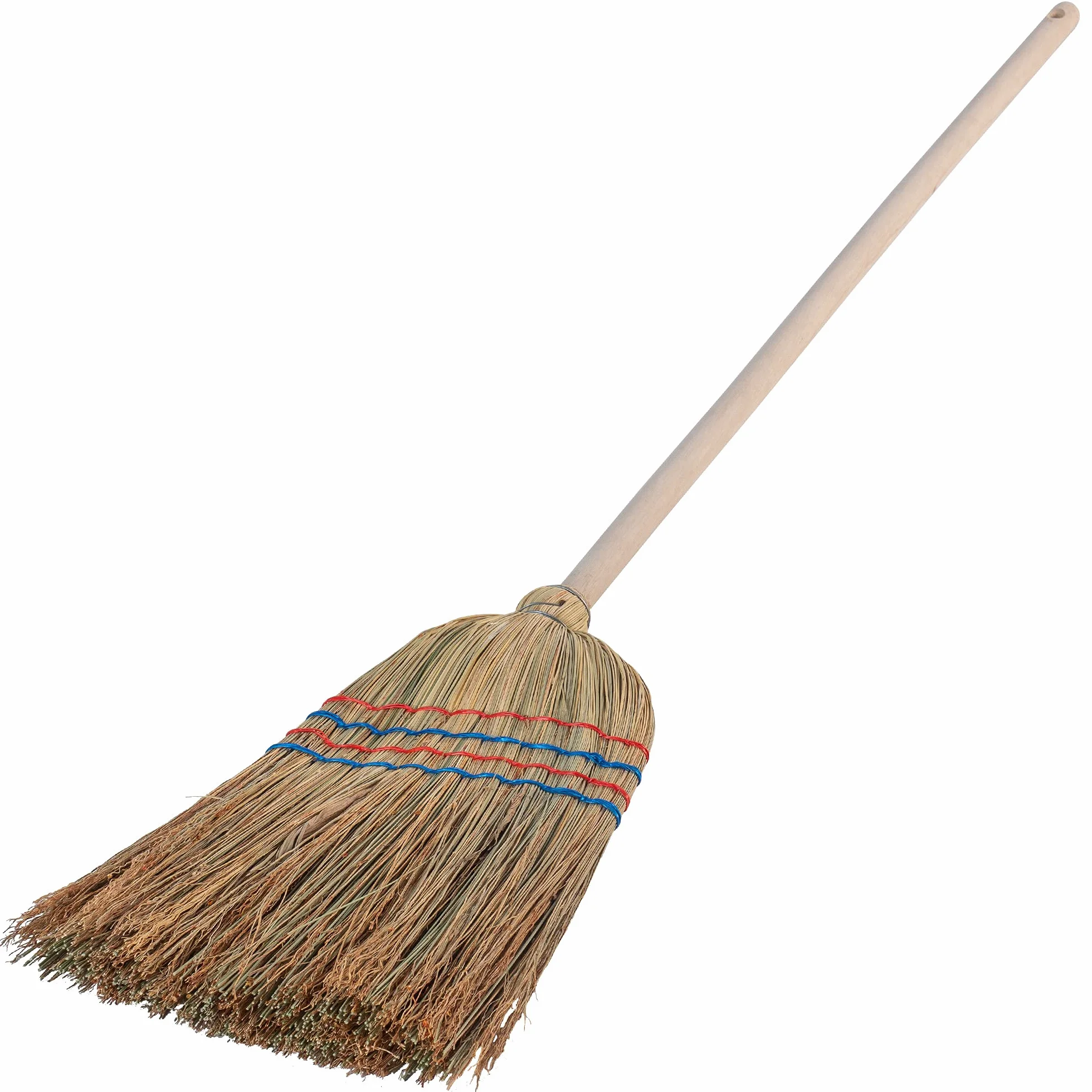 KADAX Escoba de Paja de Arroz Con Mango Largo de Madera, Funcional de Sorgogras, de Bruja (140 cm)
