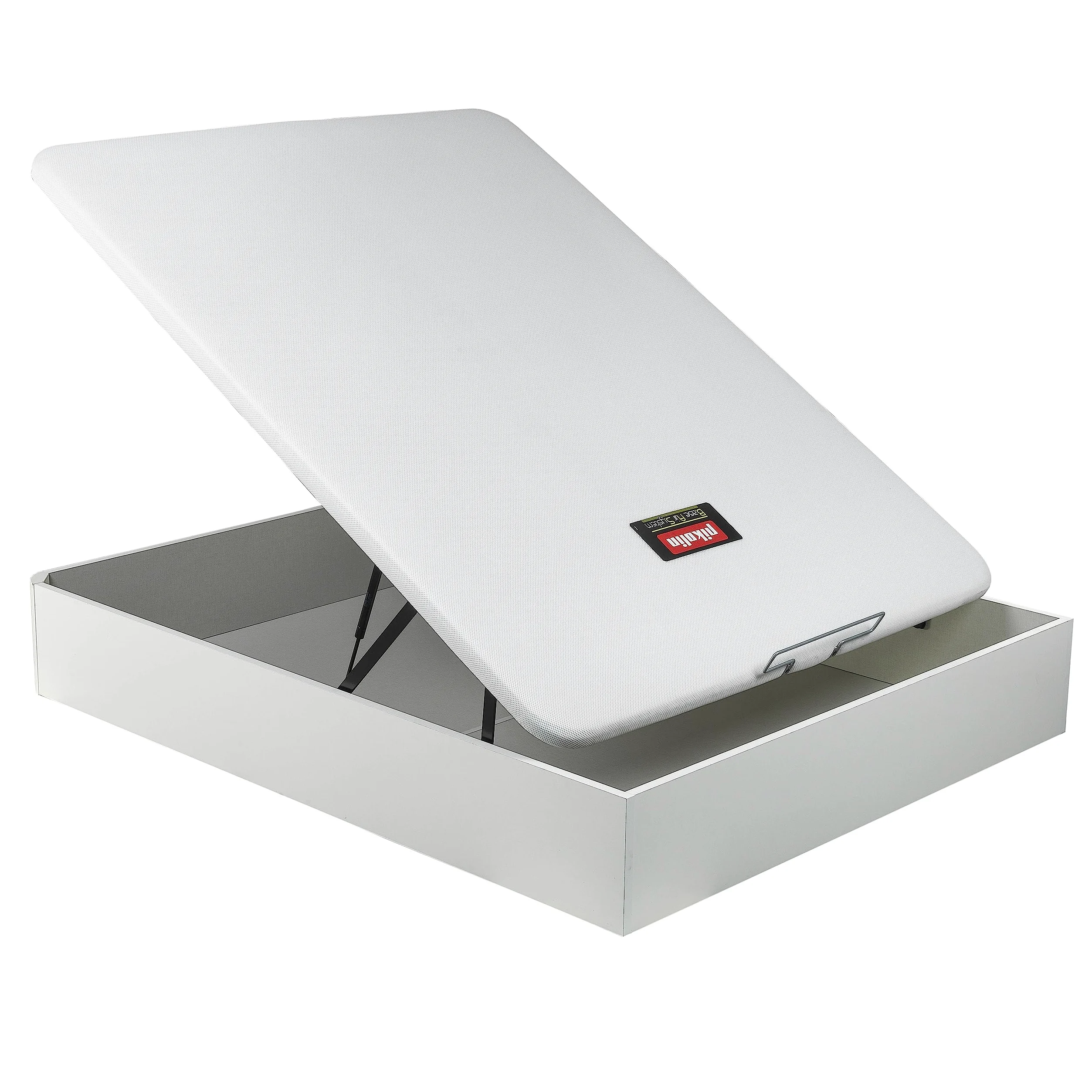 PIKOLIN Pack Colchón Wow, Muelles Ensacados 27cm + Canapé Abatible Blanco + 2 Almohadas Fibra con Entrega, Montaje Dentro del Domicilio y Retirada de Colchón y Base Usada Incluido, 135x190