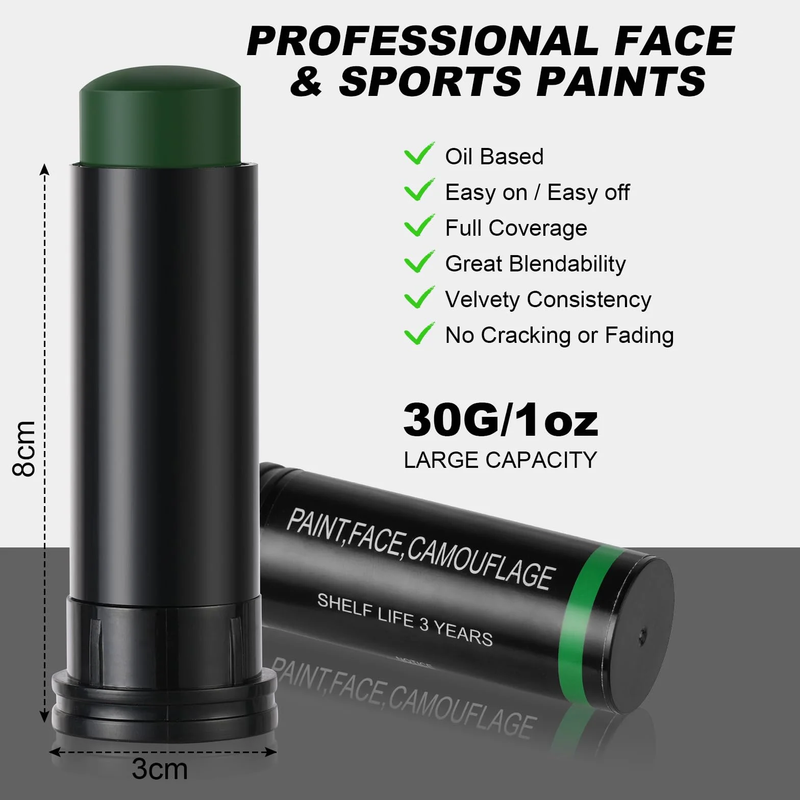 Aomig Palitos de Pintura Facial de Camuflaje 3 Piezas Kit de Maquillaje Militar Portátil Tres Colores