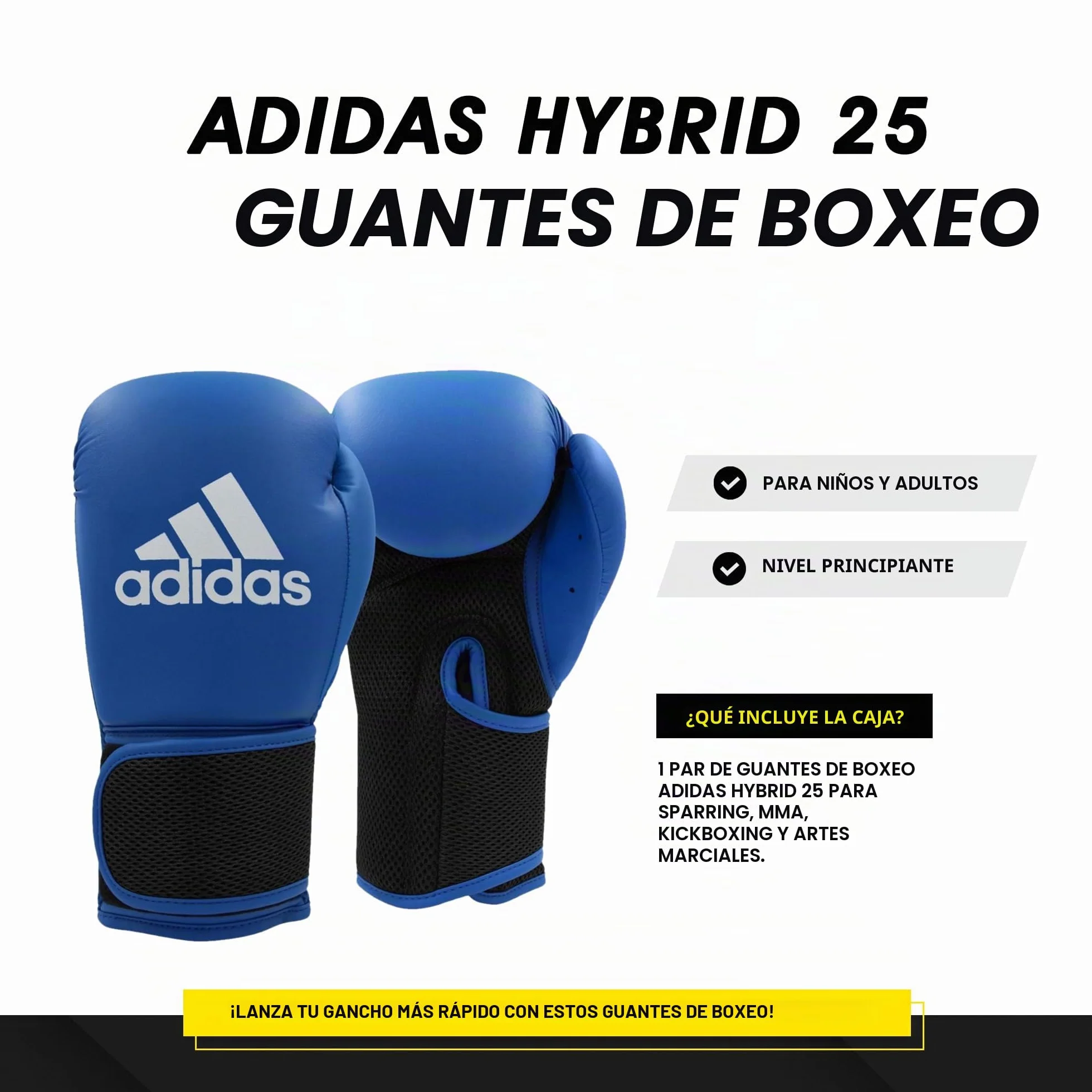 adidas Unisex Adultos Hybrid 25 Guantes de Boxeo Azul 12 oz