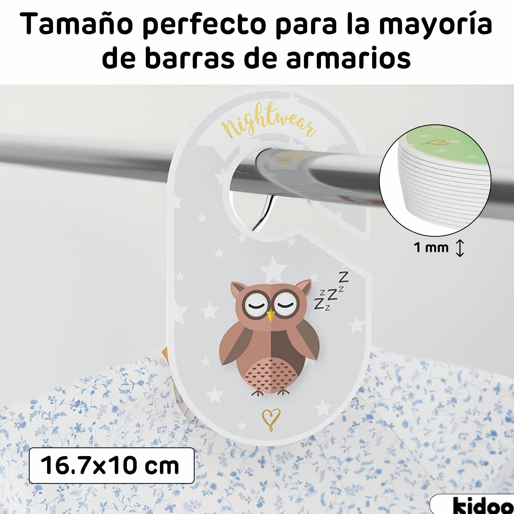 Separador de Armario para Bebés 18 Piezas Divisor de Ropa de 0 a 24 Meses Organizador Doble Cara Cartón Resistente 16,7 x 10 cm