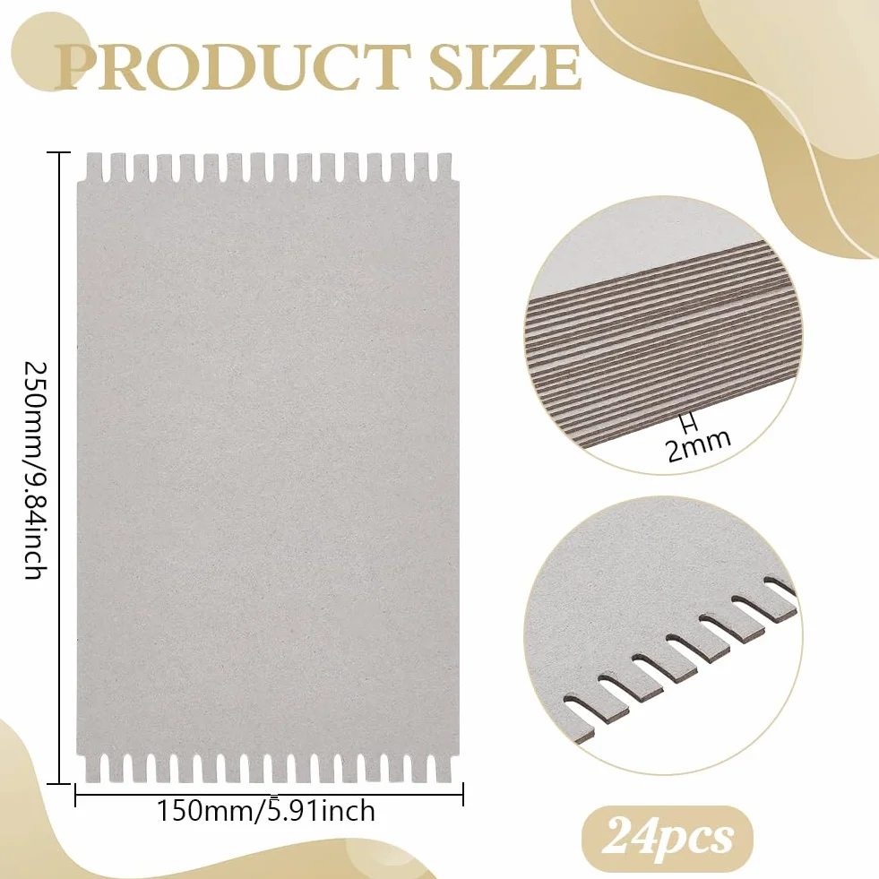 FINGERINSPIRE 24 telares de cartón de 250 x 150 x 2 mm, color gris, tablas auxiliares, herramientas de tejer rectangulares, cestas de ganchillo, joyas, manualidades, para principiantes, tejer y coser