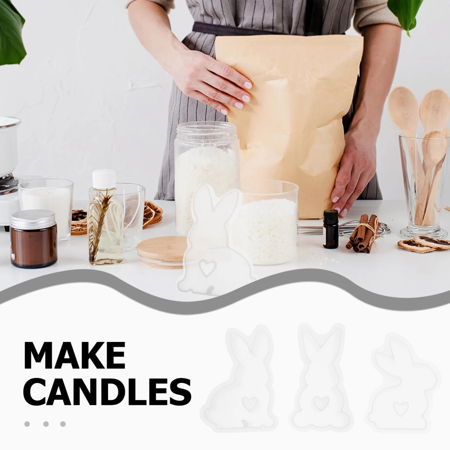 Operitacx 18piezas Molde De Silicona Para Velas De Conejo Para Decoración De Pascua Velas Aromáticas y Manualidades Casa