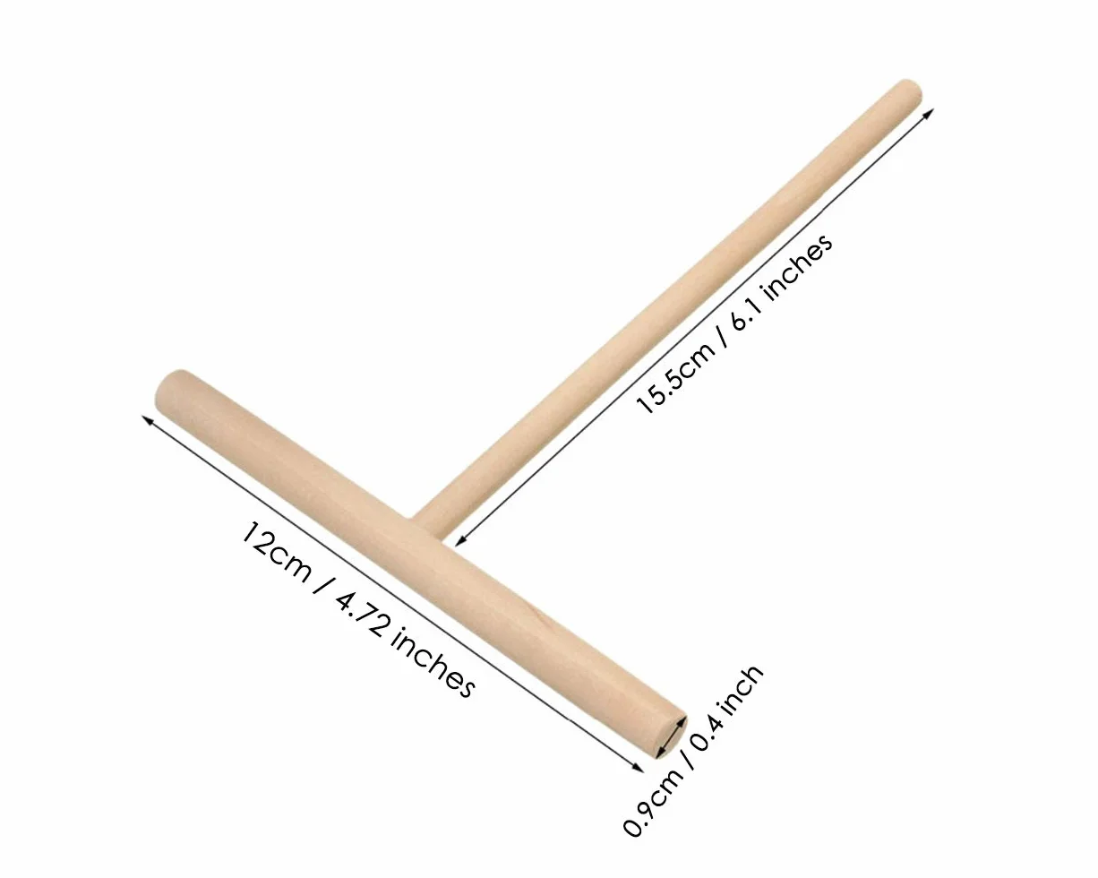 Esparcidor de Rastrillo Crepas 2 Piezas 6.1 Pulgadas x 4.7 Pulgadas Herramienta de Madera en Forma de "T" para Crepas Fabricante de Crepas y Panqueques de Madera