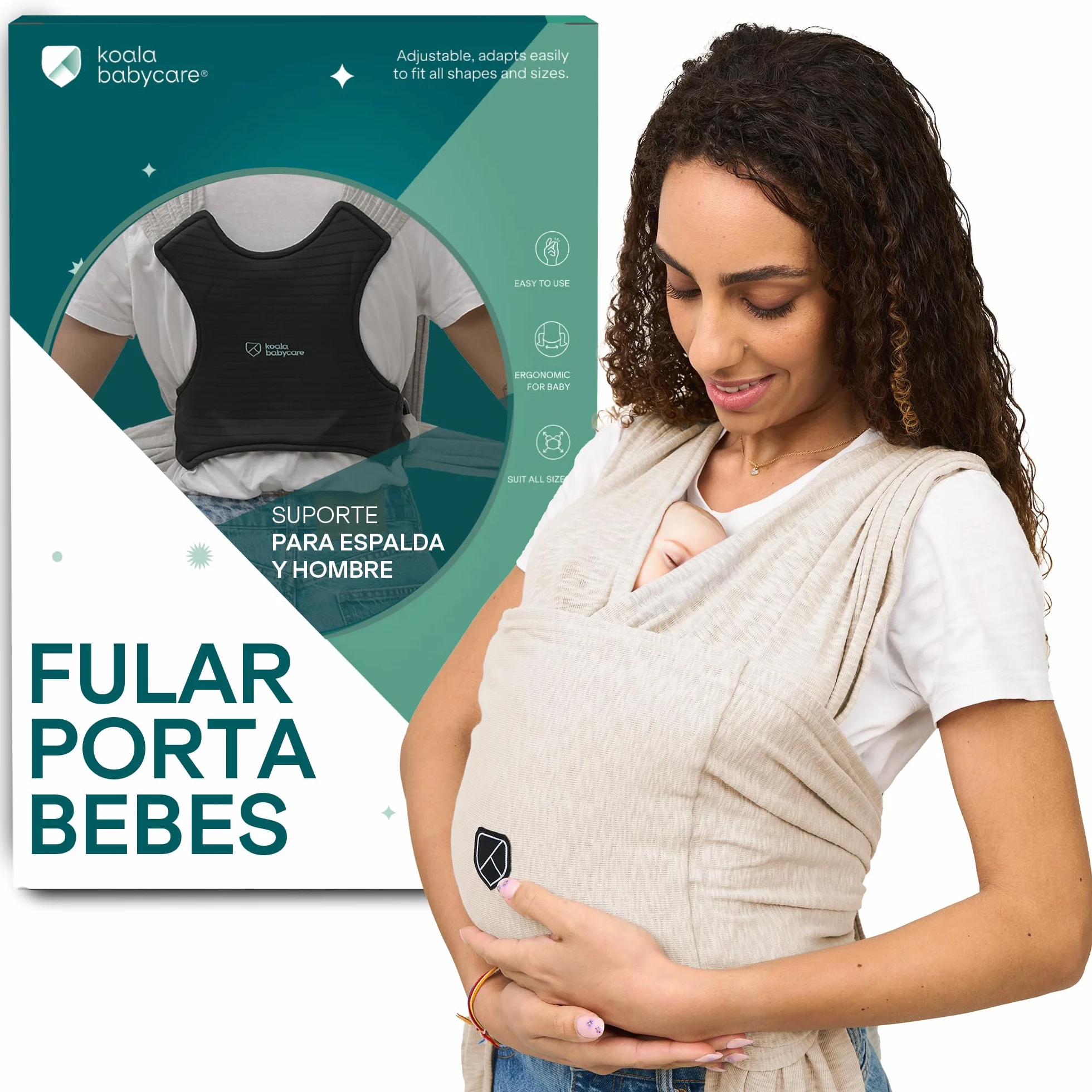 Koala Babycare Fular Portabebés Elástico Ajustable Unisex Hasta 9 kg