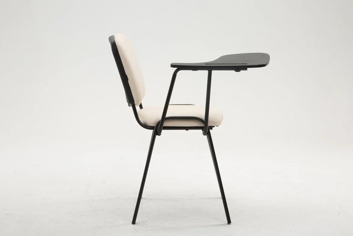 CLP Silla Confidente Ken con Brazo Extensible para Escritura I Silla para Academias con Pala Flexible para Apuntes I Silla de Conferencia Tapiza, Color:Crema