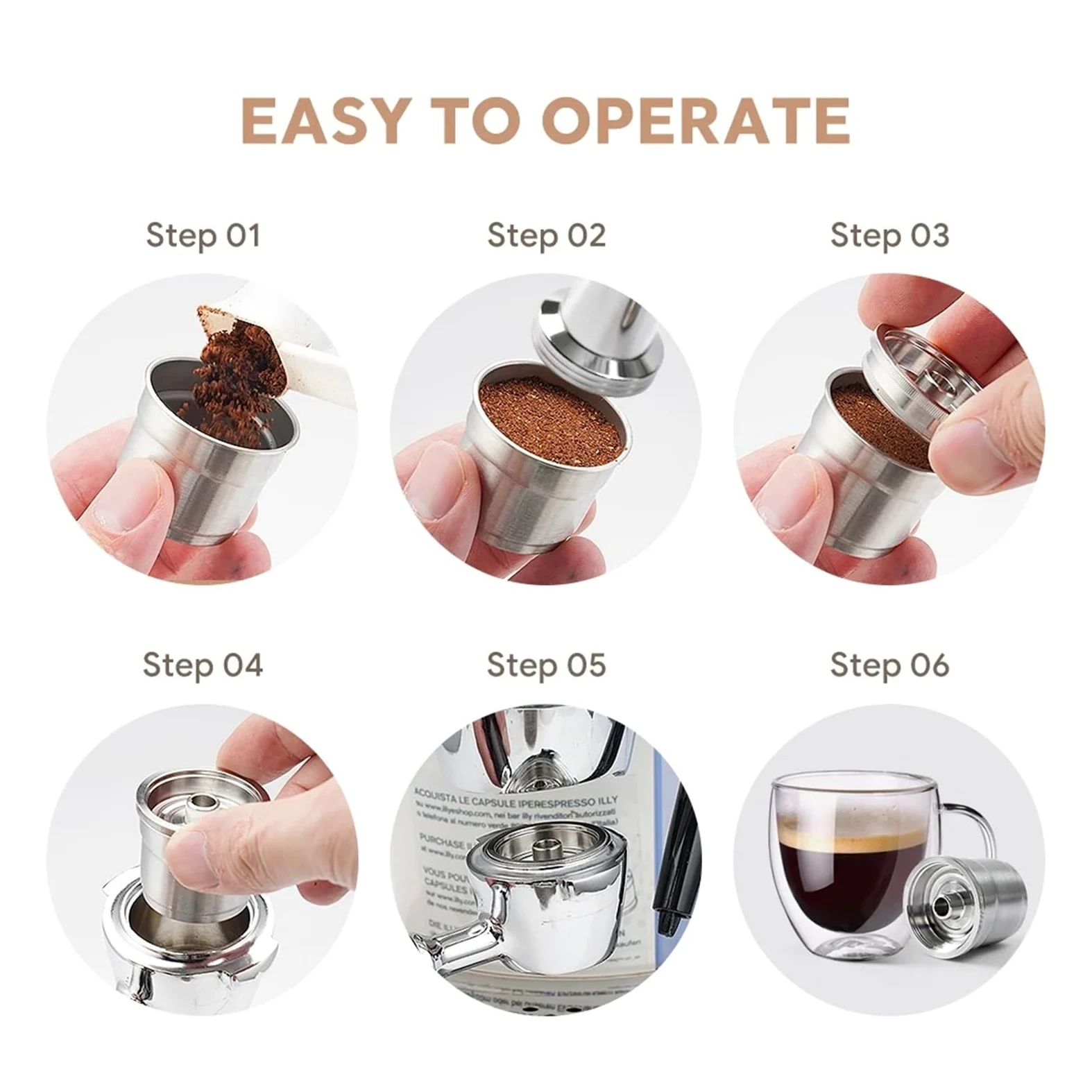Compatible Con Illy, Máquina De Café X7 Y3 Y5, Cápsula De Café De Acero Inoxidable De Metal, Cápsula Recargable, Ajuste De Taza De Filtro Reutilizable(3PCS)